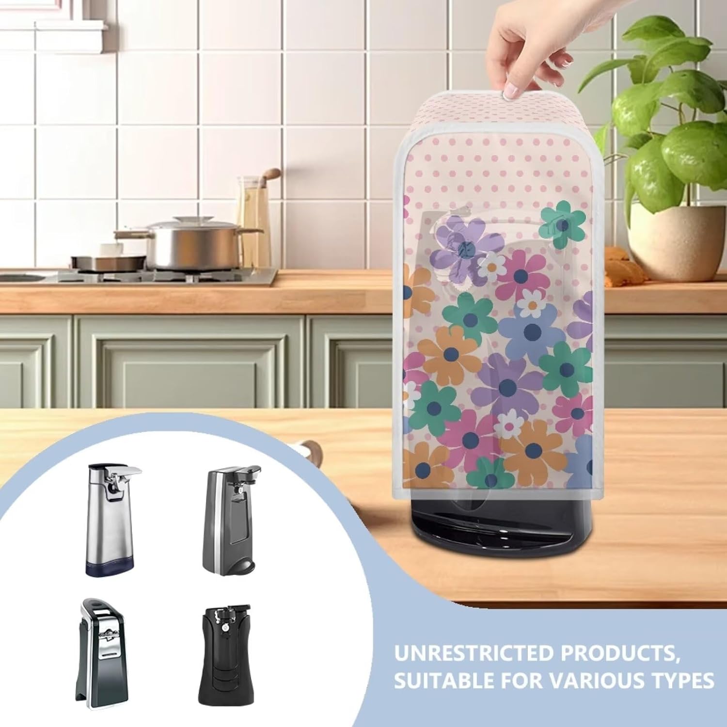 Floral Pattern Electric Can Opener Dust Cover