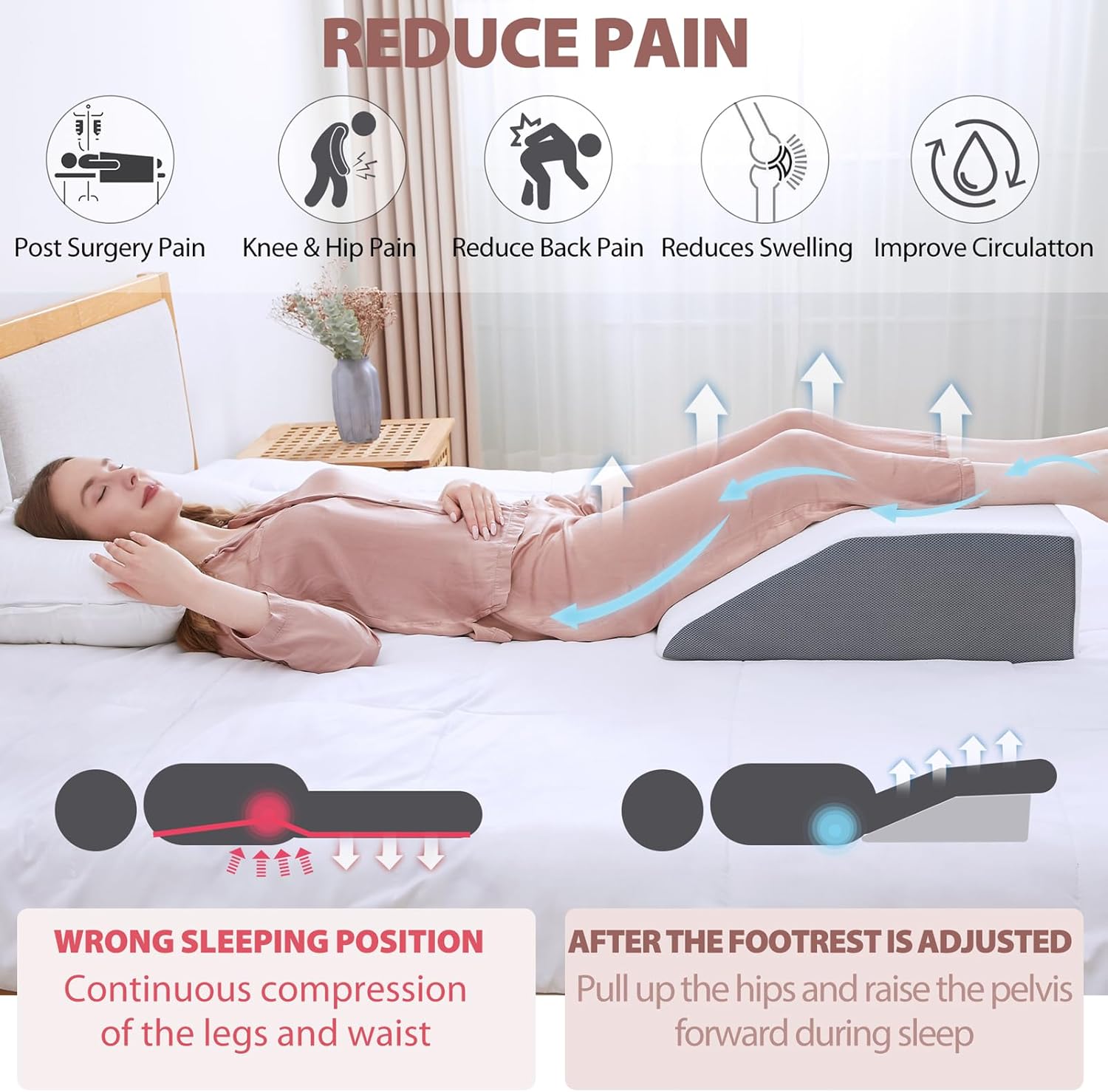 Touchutopia Leg Elevated Pillow for Pain Relief and Recovery 1
