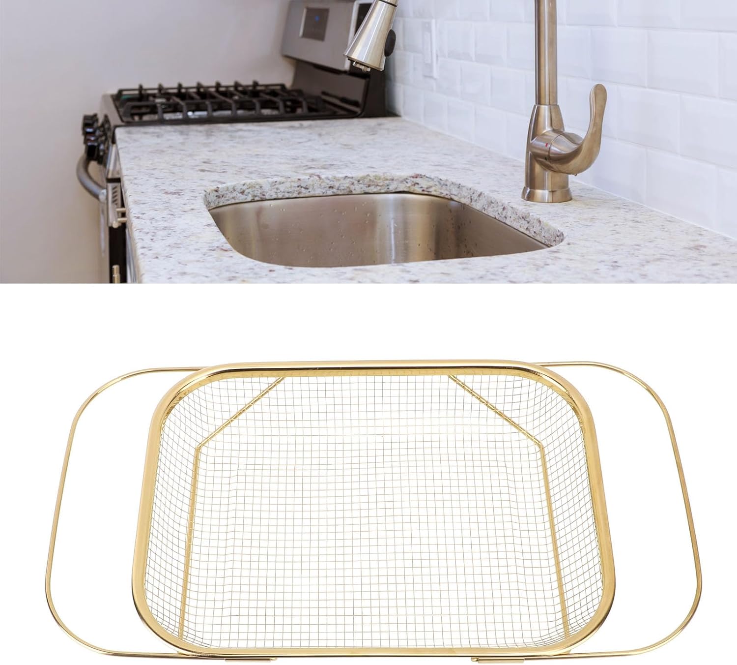 Asixxsix Over The Sink Colander with Handles