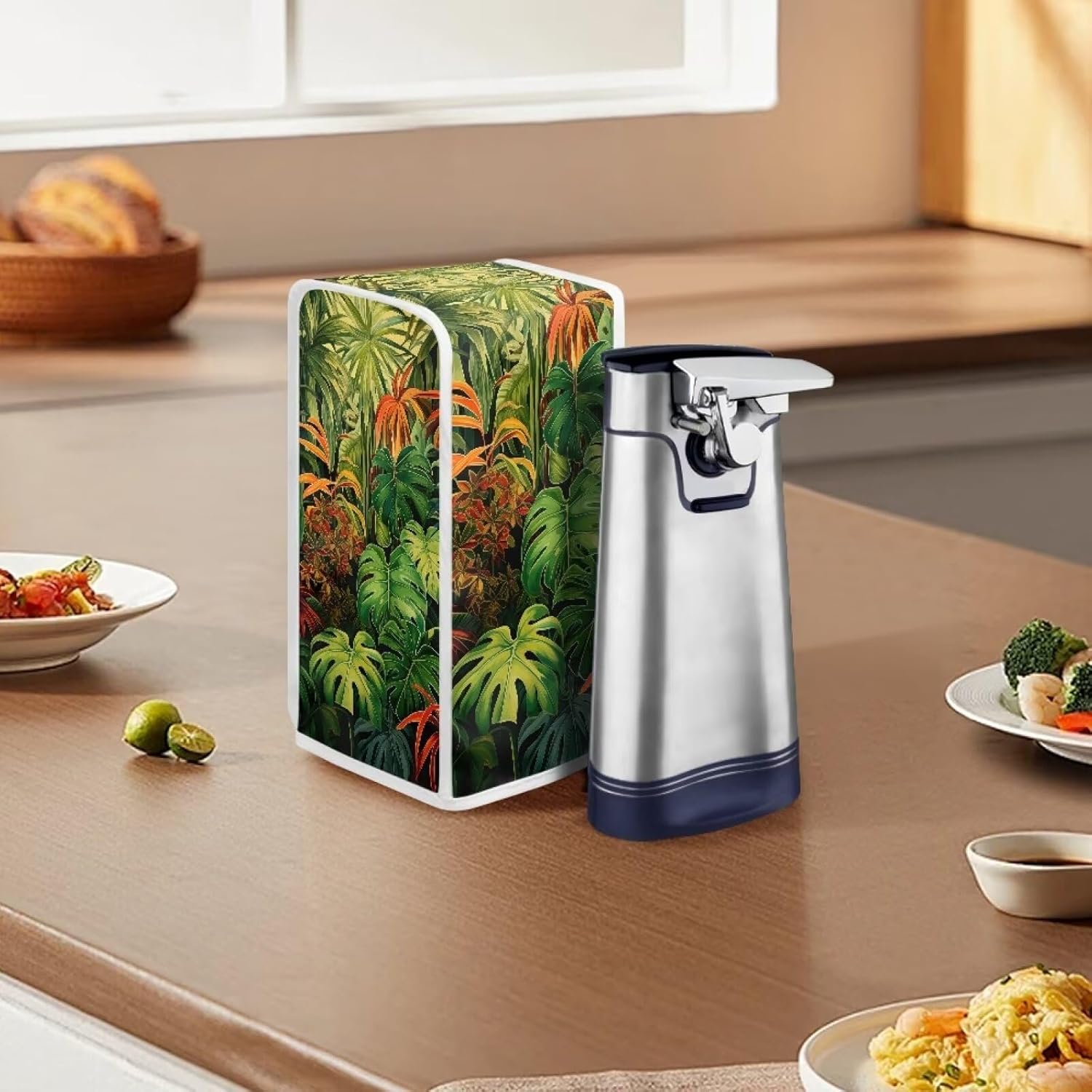 Electric Can Opener Dust Cover with Green Pattern