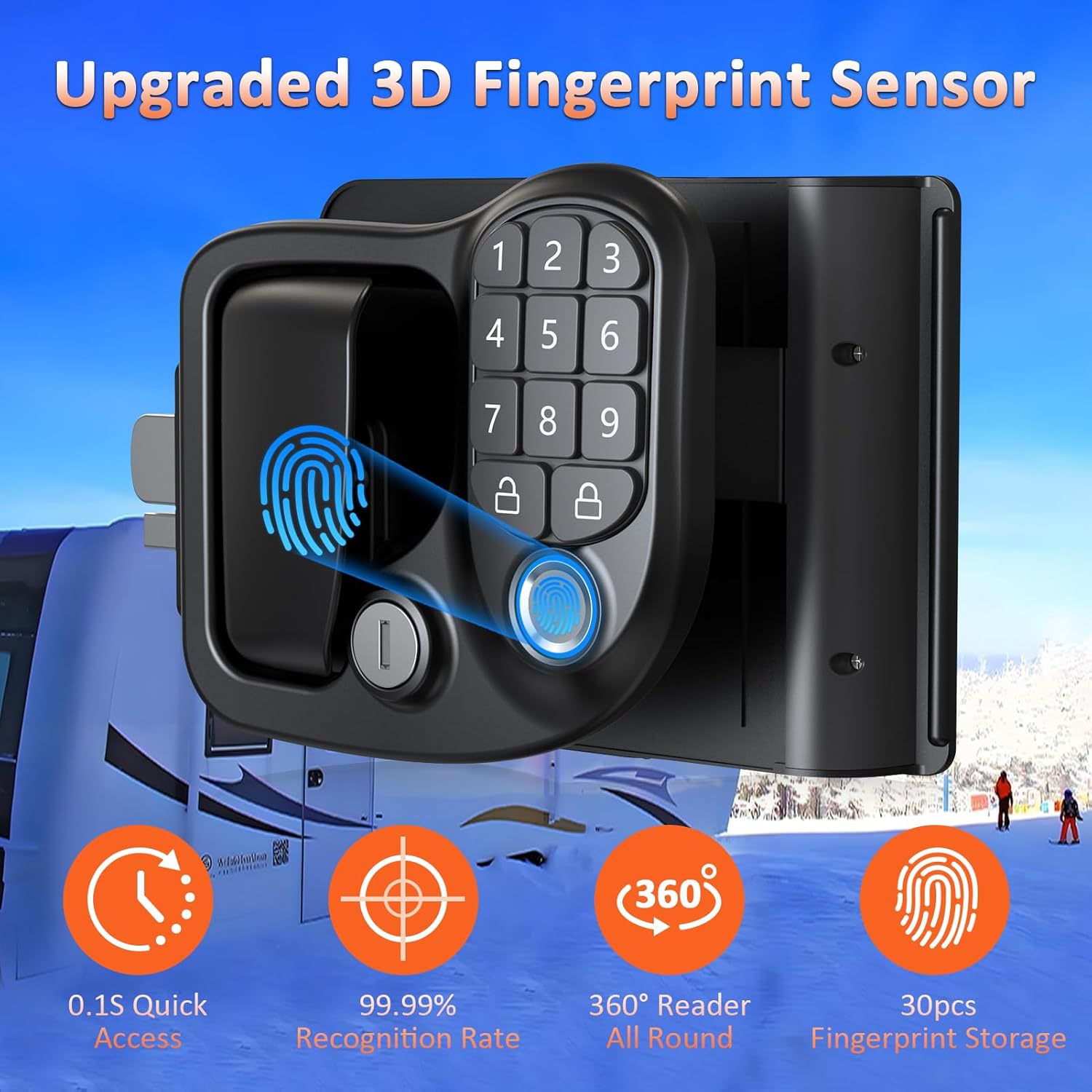 Kedite 4-in-1 Smart RV Door Lock with Bluetooth and Fingerprint