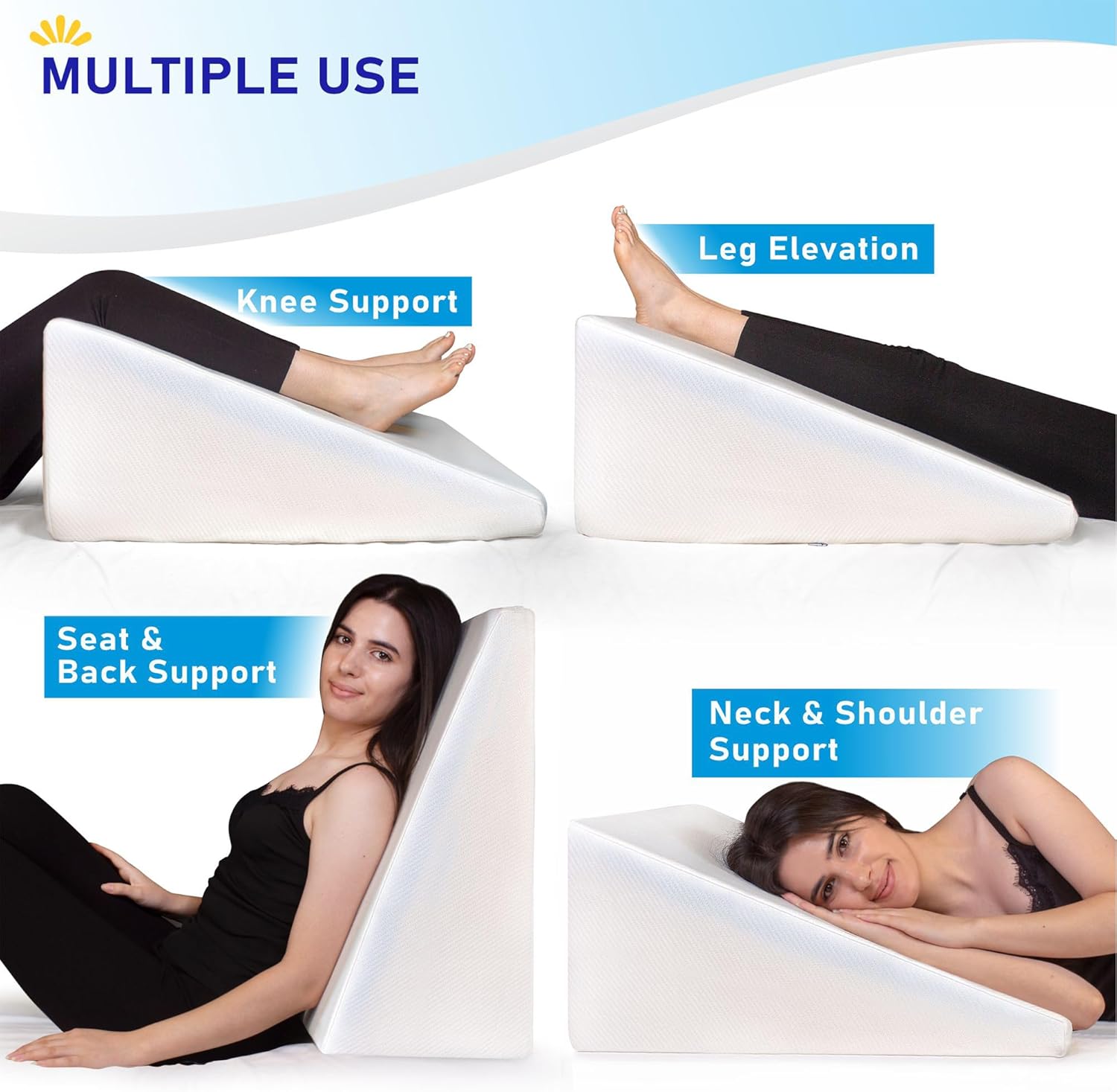 Healthex Bed Wedge Pillow Cooling Memory Foam Removable Cover