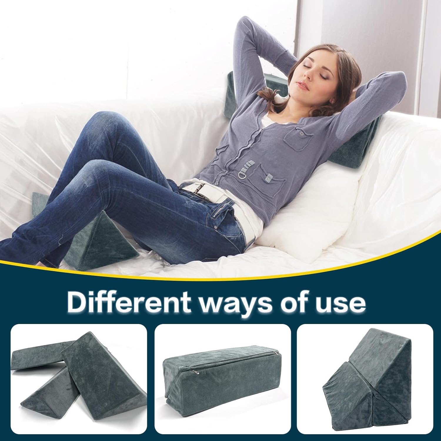 3 Packs Wedge Pillow for Neck Leg Back Support
