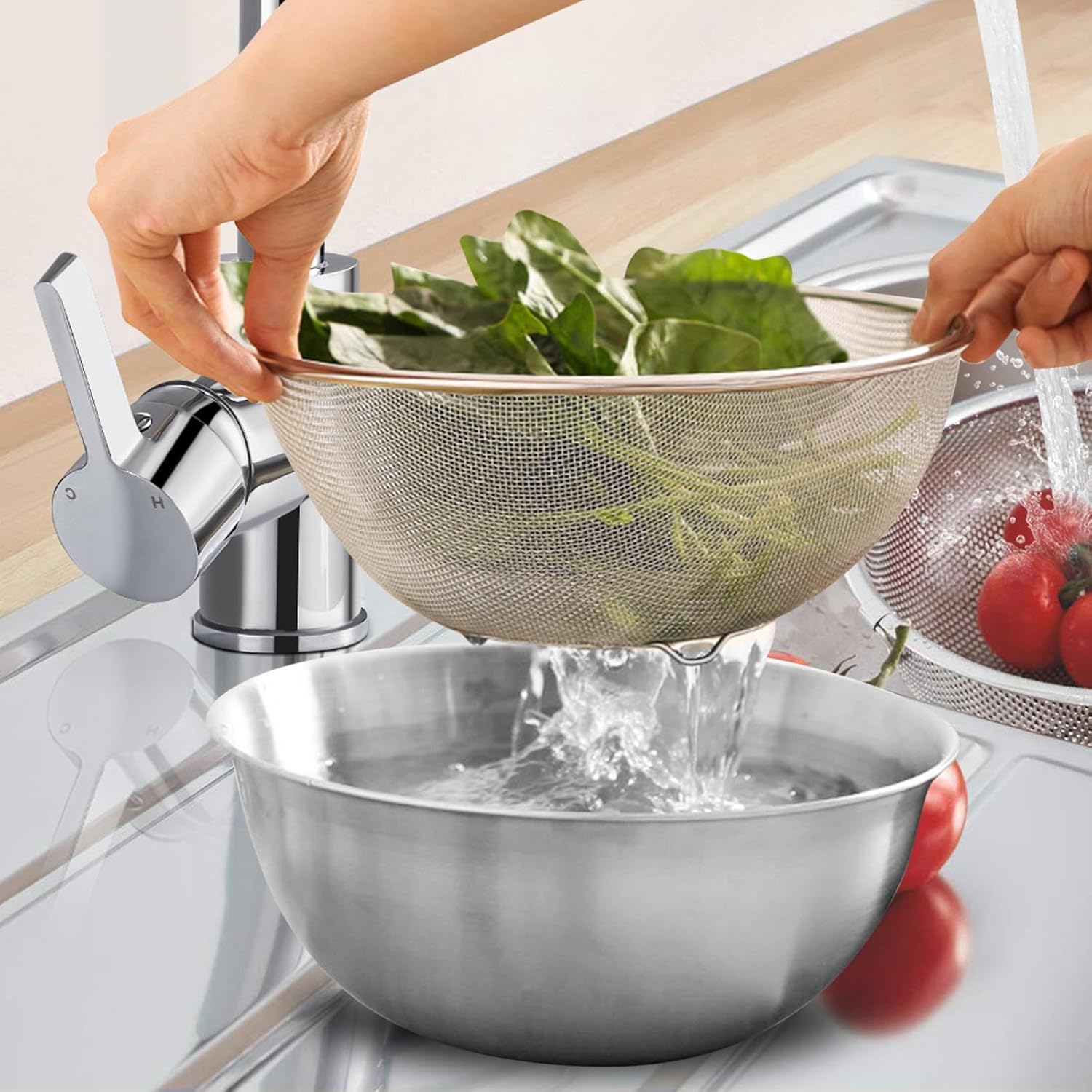 JISADER 2 Pieces Colander Bowl Set