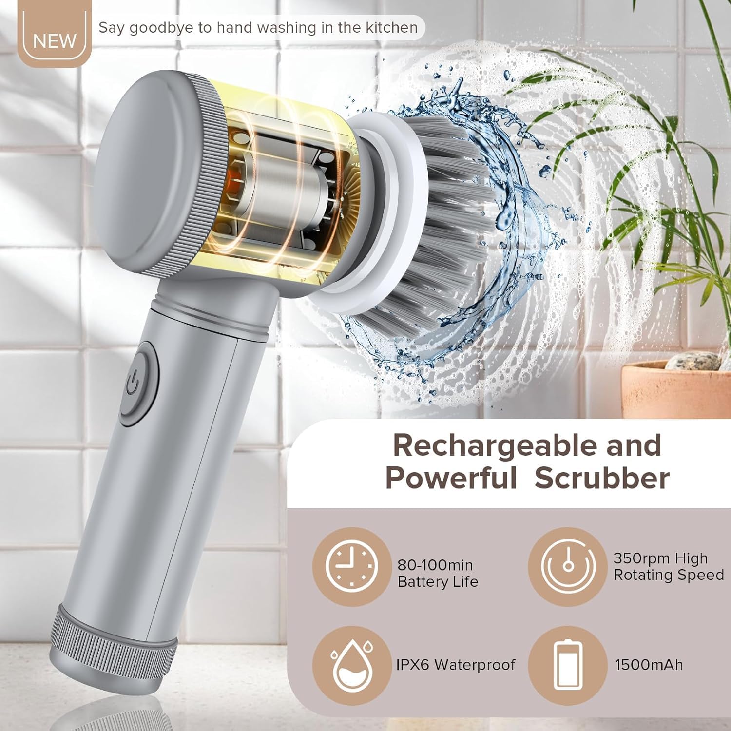 6in1 Electric Spin Scrubber with 6 Brush Heads 1