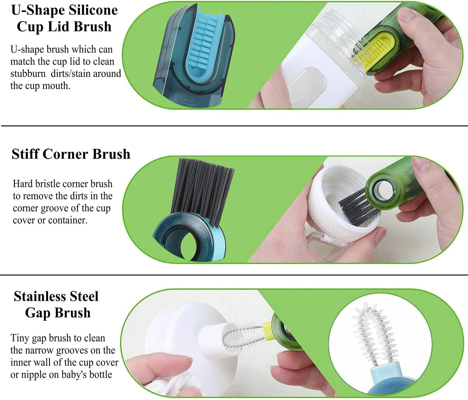 3 in 1 Multifunctional Bottle Cup Lid Cleaner