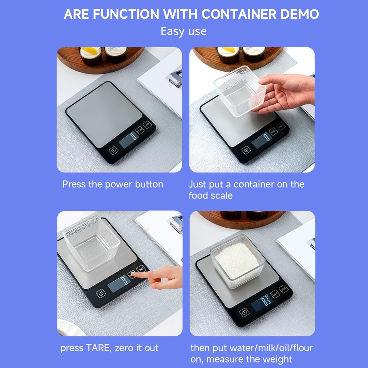 Digital Kitchen Scale 10kg 22lb LCD Tare Baking Cooking