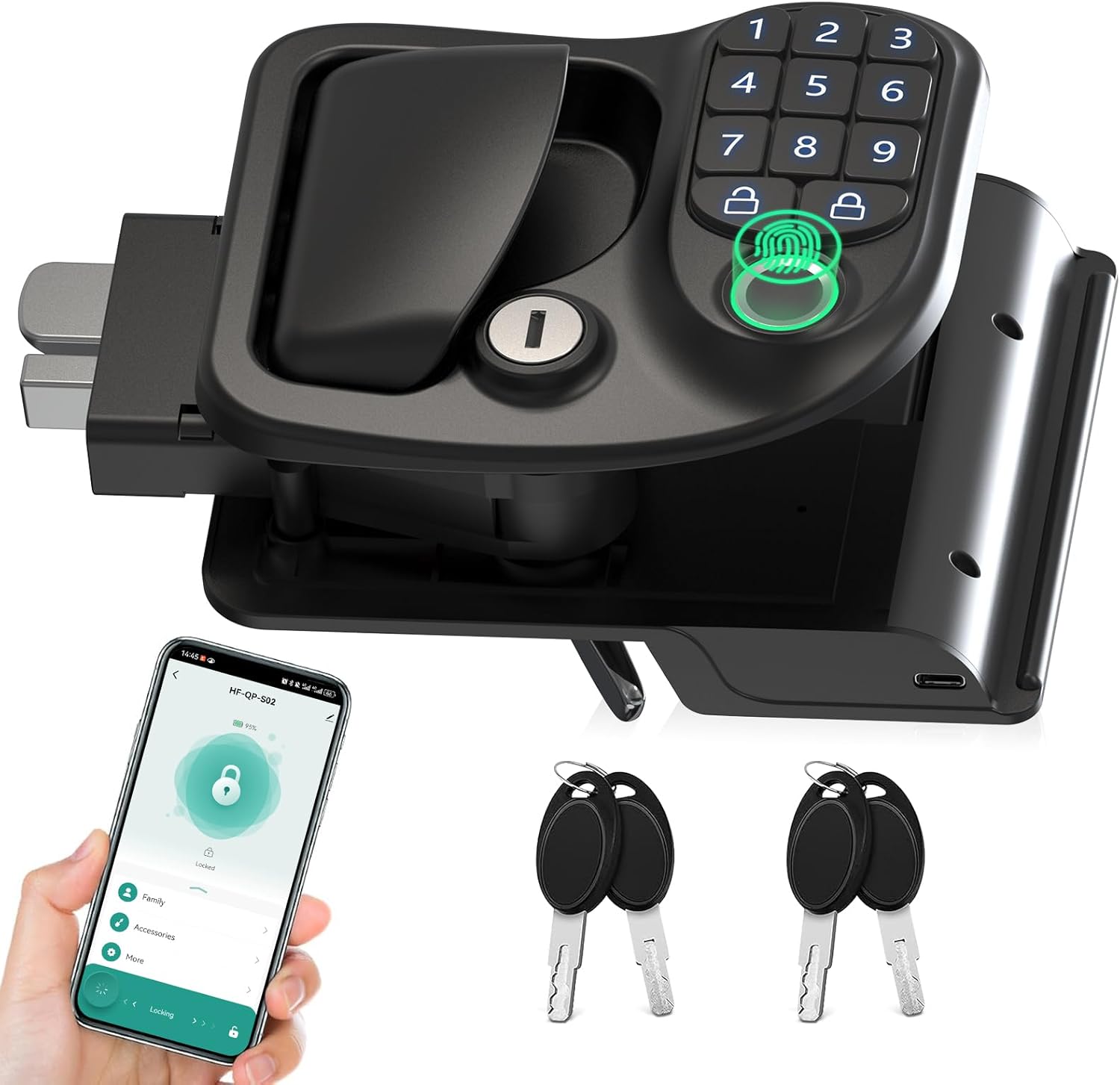 Kedite 4-in-1 Smart RV Door Lock with Bluetooth and Fingerprint