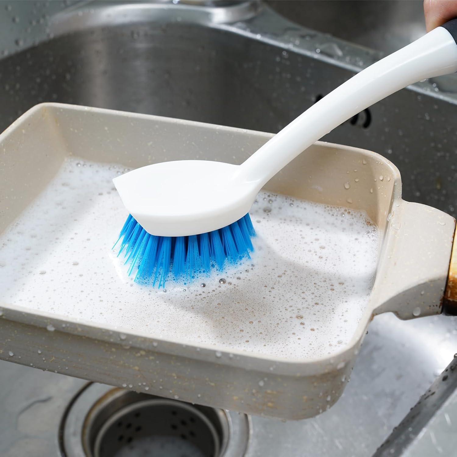 MOSOLAN 3-Piece Dish Brush Set with Scraper Edge