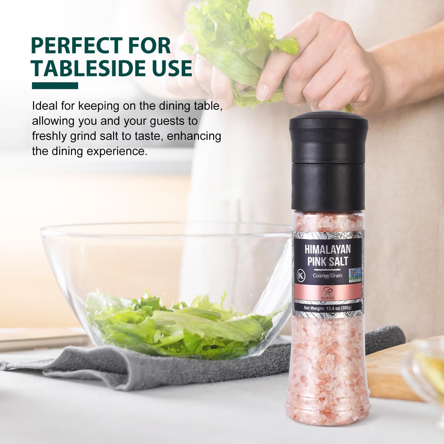 Soeos Himalayan Pink Salt Coarse Grinder Set