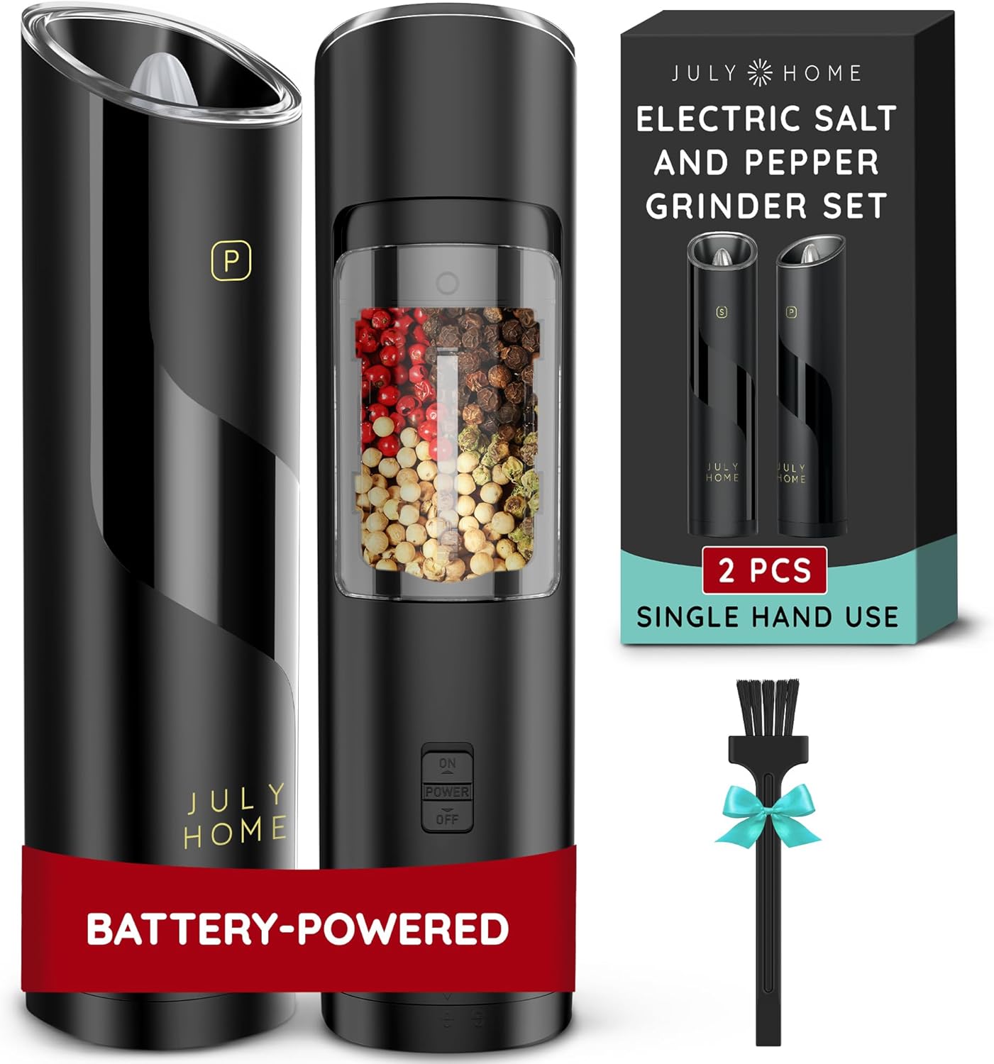 Gravity Electric Salt and Pepper Grinder Set of 2 Adjustable Coarseness