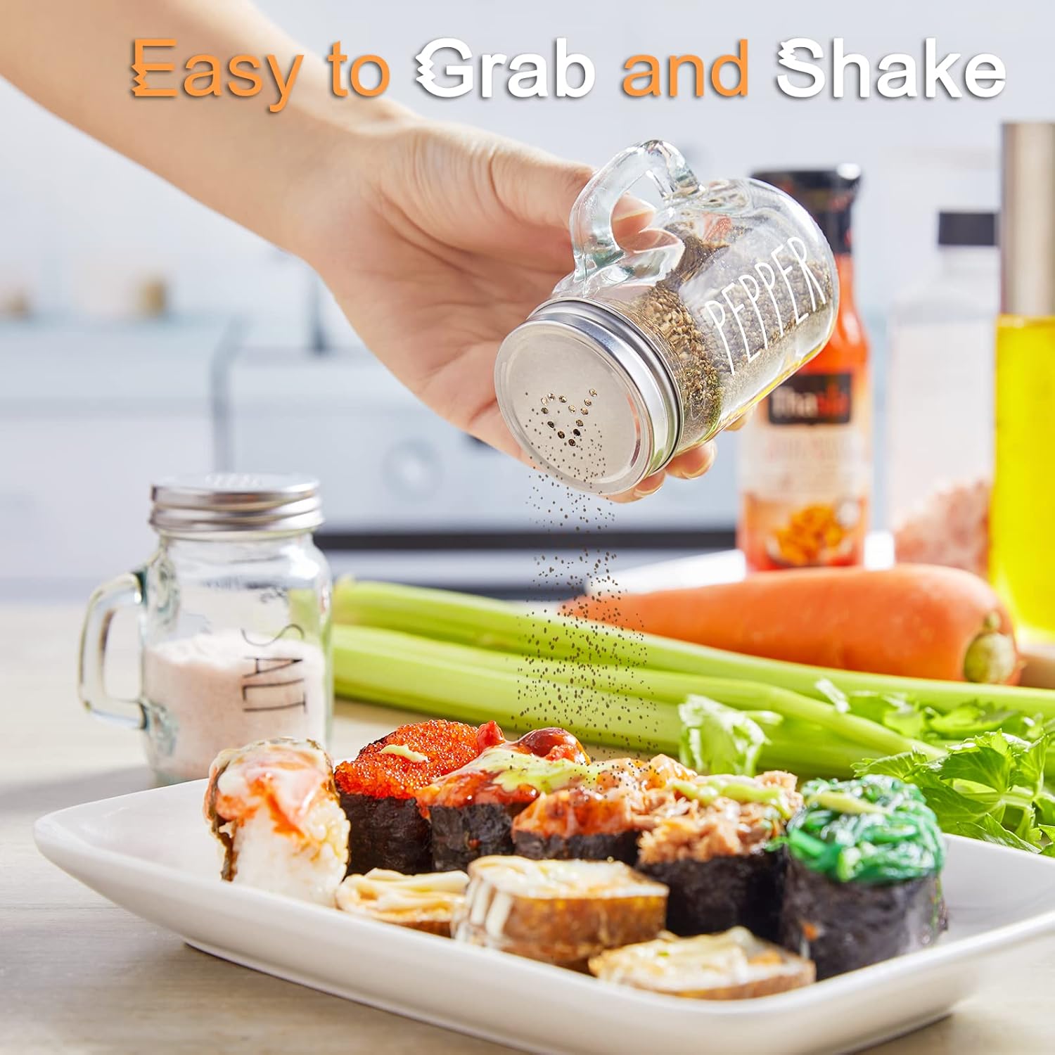 ZOSUJO 4 oz Clear Salt Pepper Shaker Set