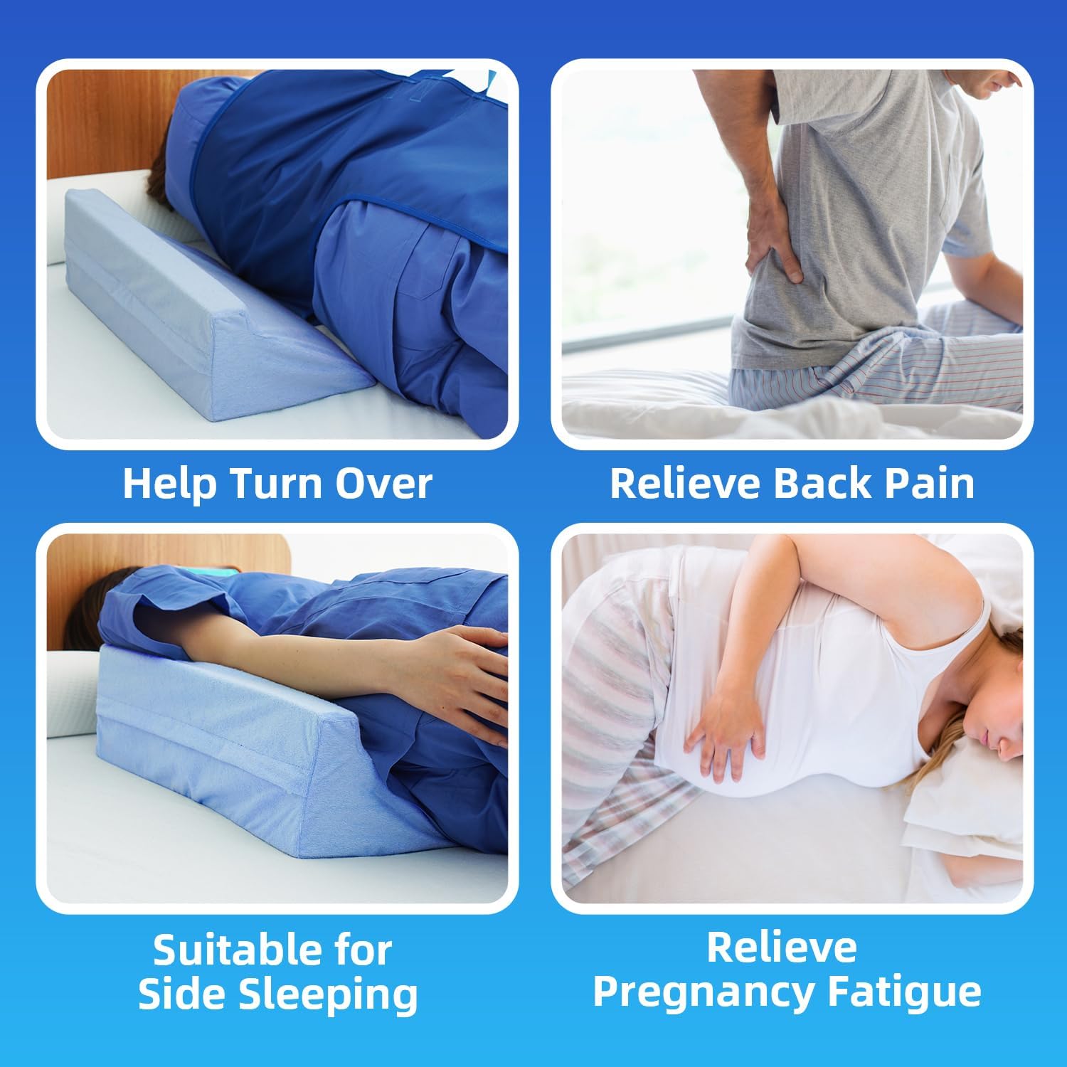 UniHygge Blue Wedge Pillow for Back Support and Side Sleeping