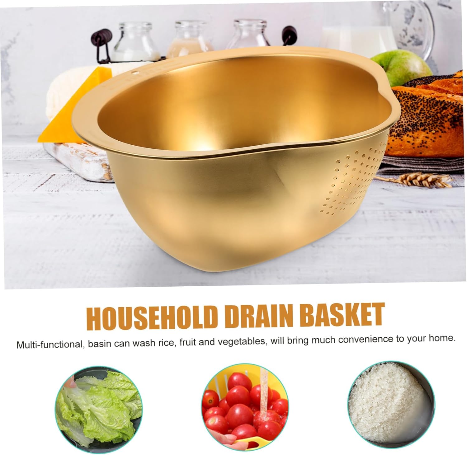 Convenient Colander with Fine Mesh for Rice and Vegetables
