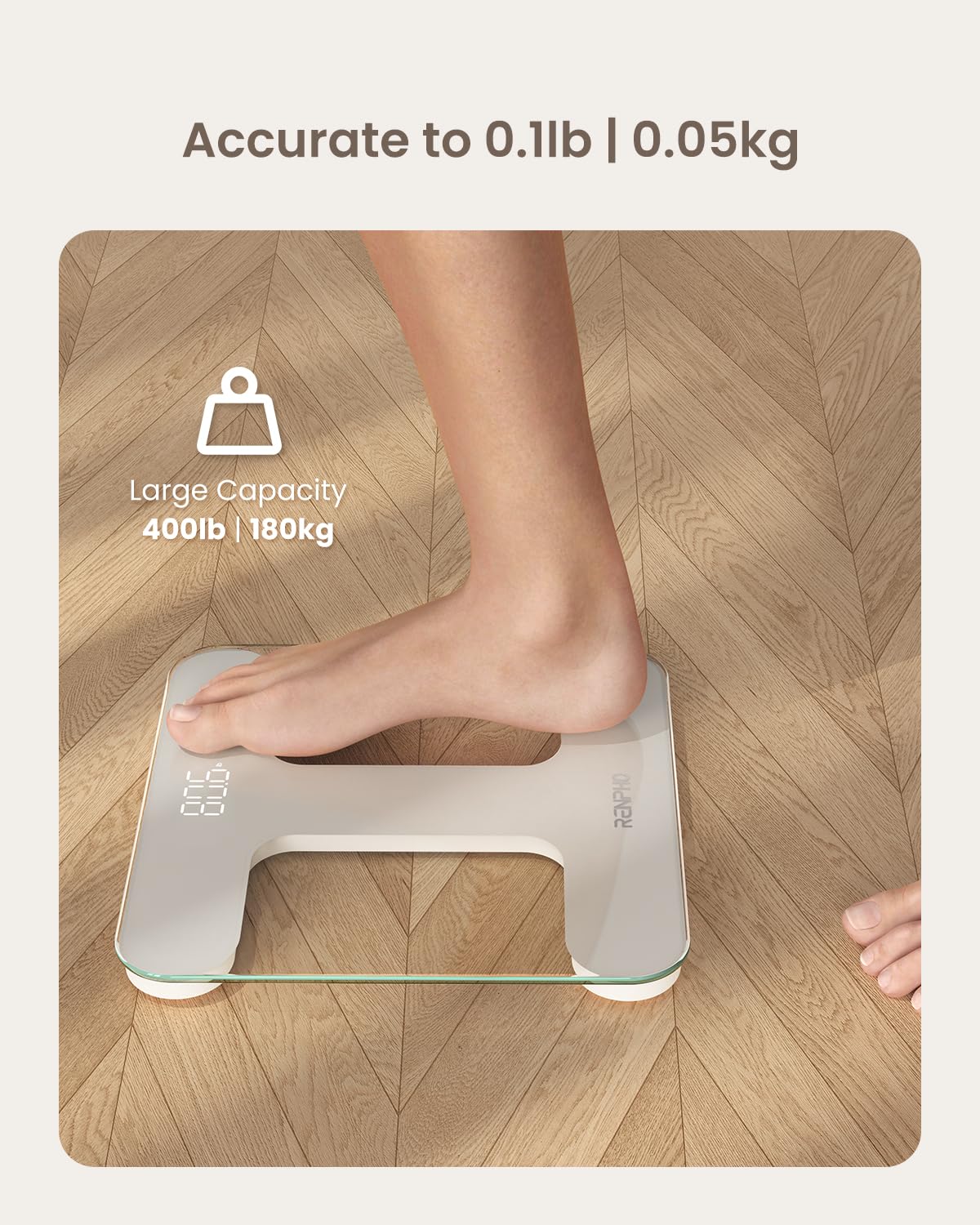 RENPHO Digital Bathroom Scale with Tempered Glass and Smart App Compatibility