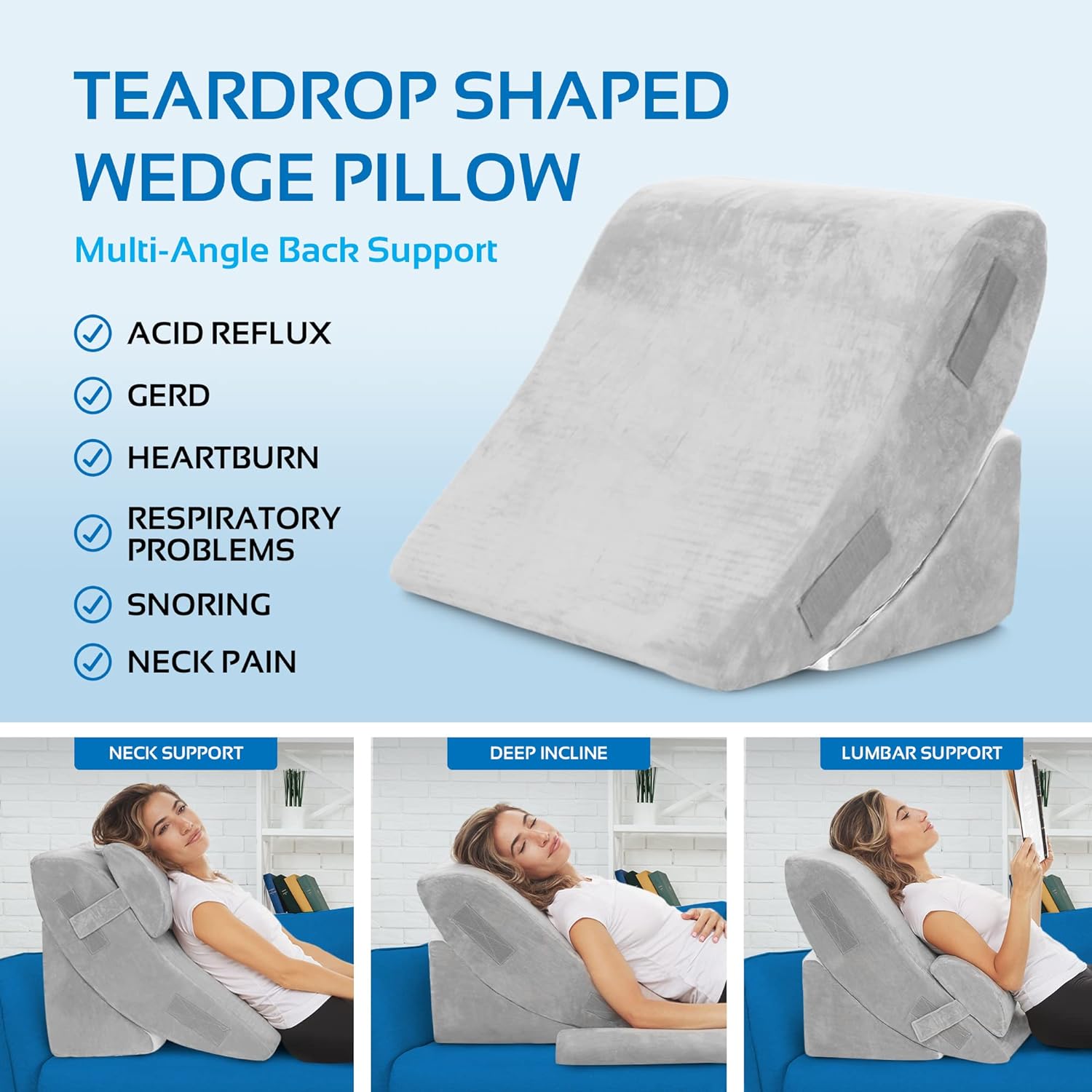 AllSett Health 4 PC Bed Wedge Pillow Set