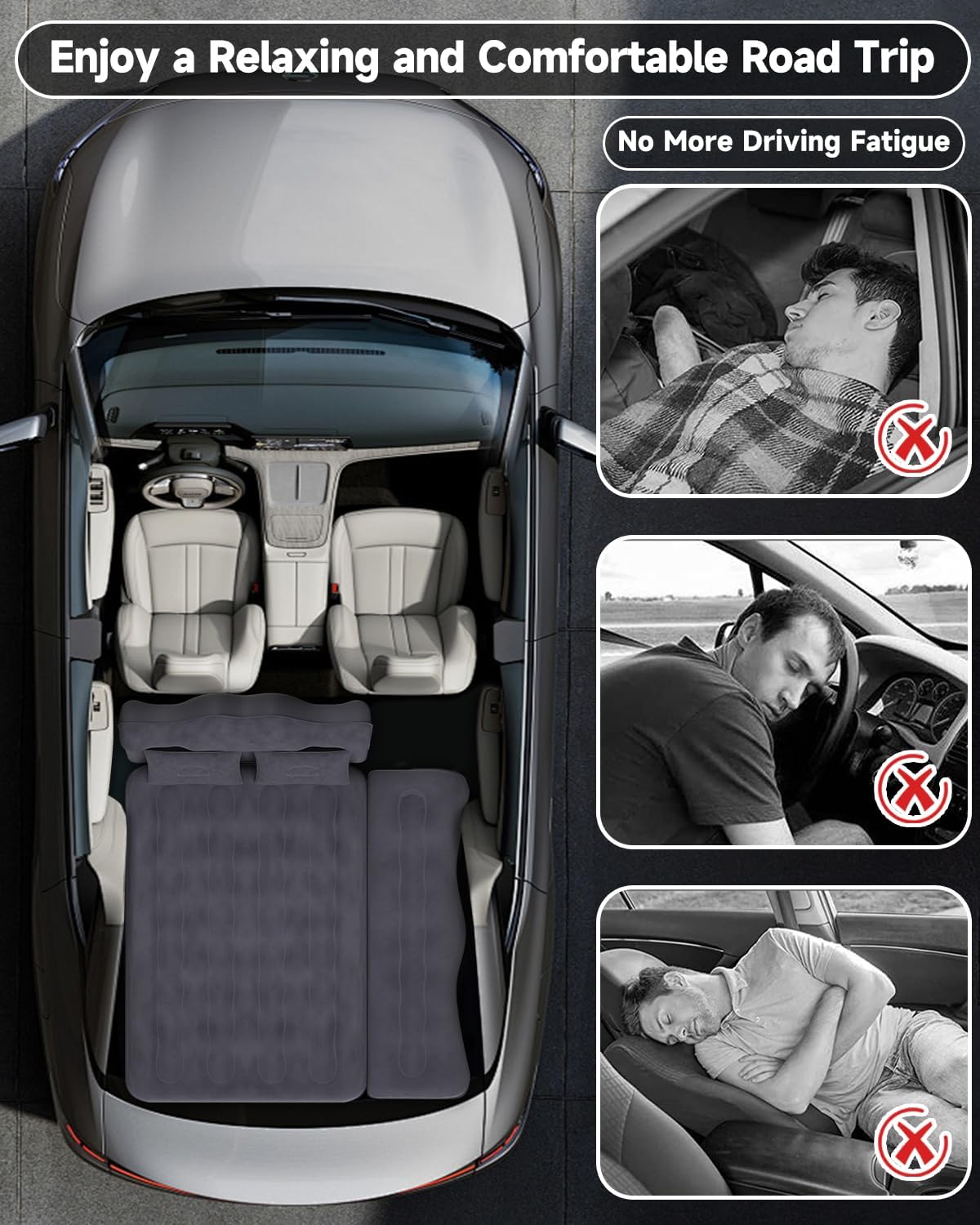 Umbrauto Car Air Mattress with Pump and Pillows
