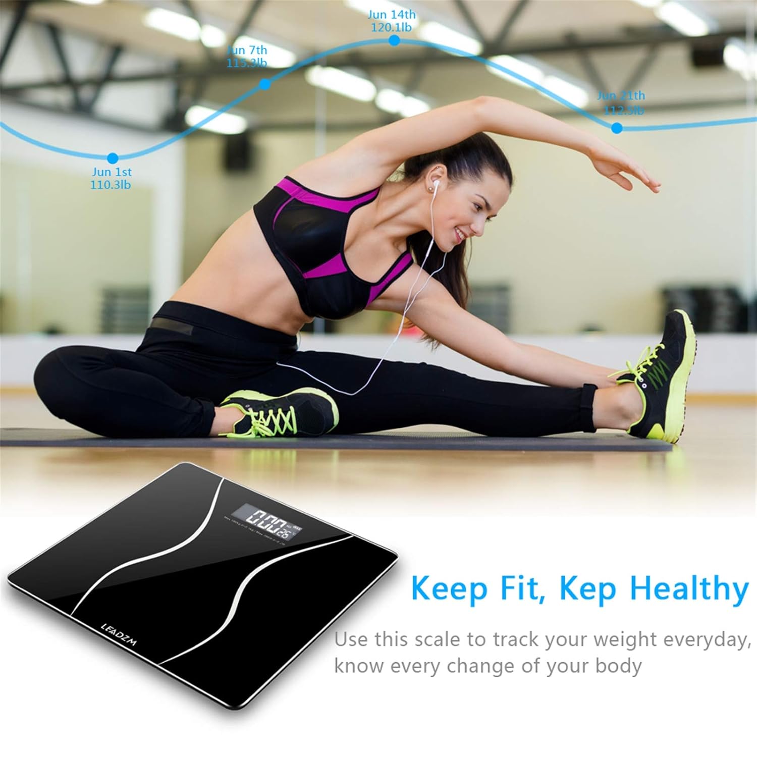 LEADZM 180Kg Slim Waist Digital Scale Black