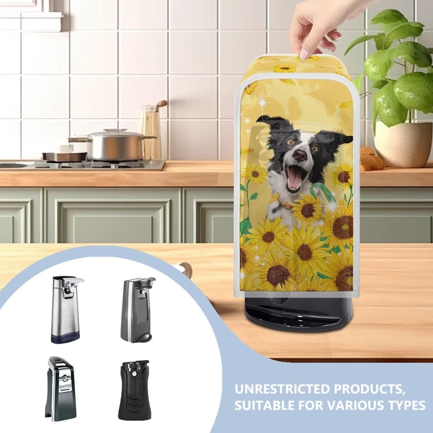 Electric Can Opener Dust Cover with Sunflower Pattern