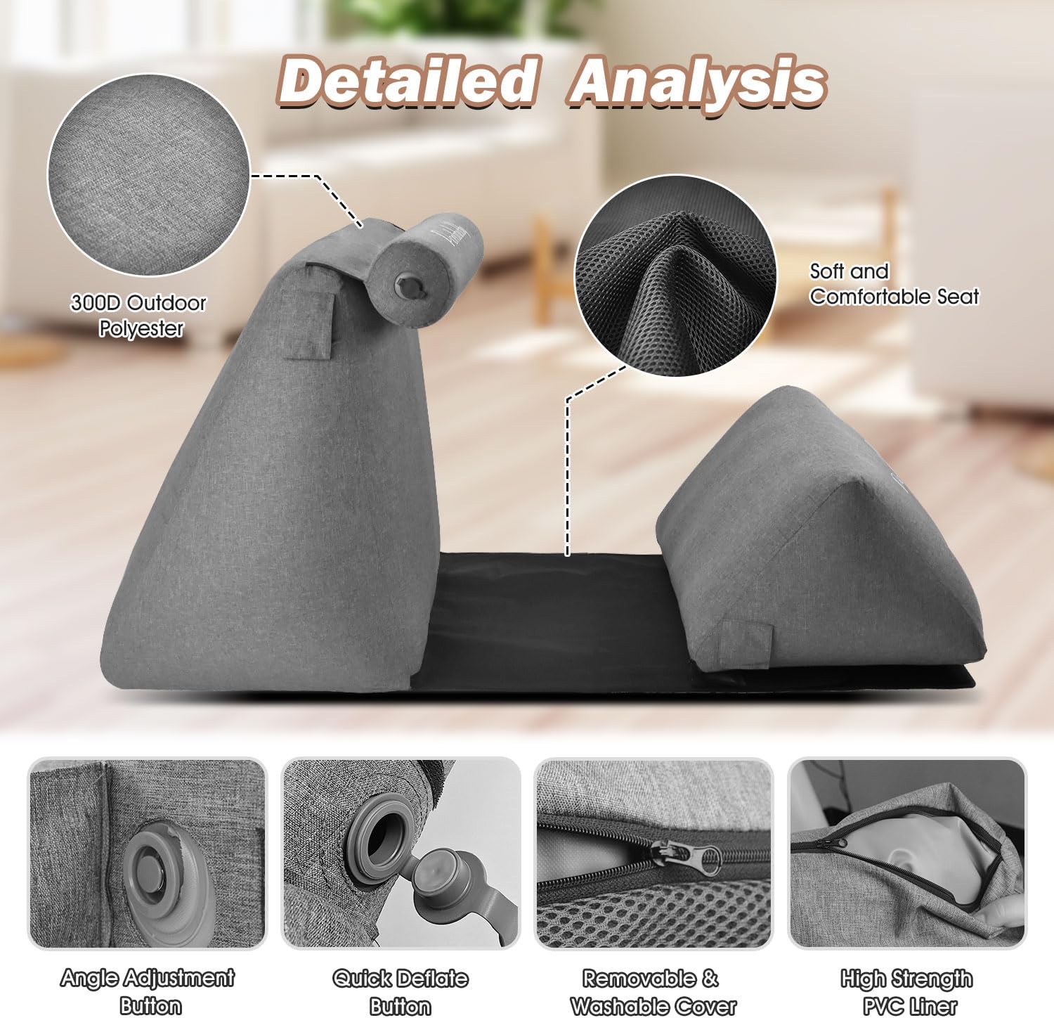 Portabuddy Inflatable Wedge Pillow - 0-90 Adjustable