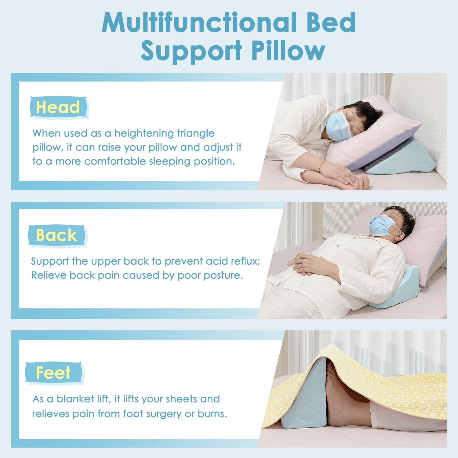NEPPT Cooling Wedge Pillow for Back Leg Support