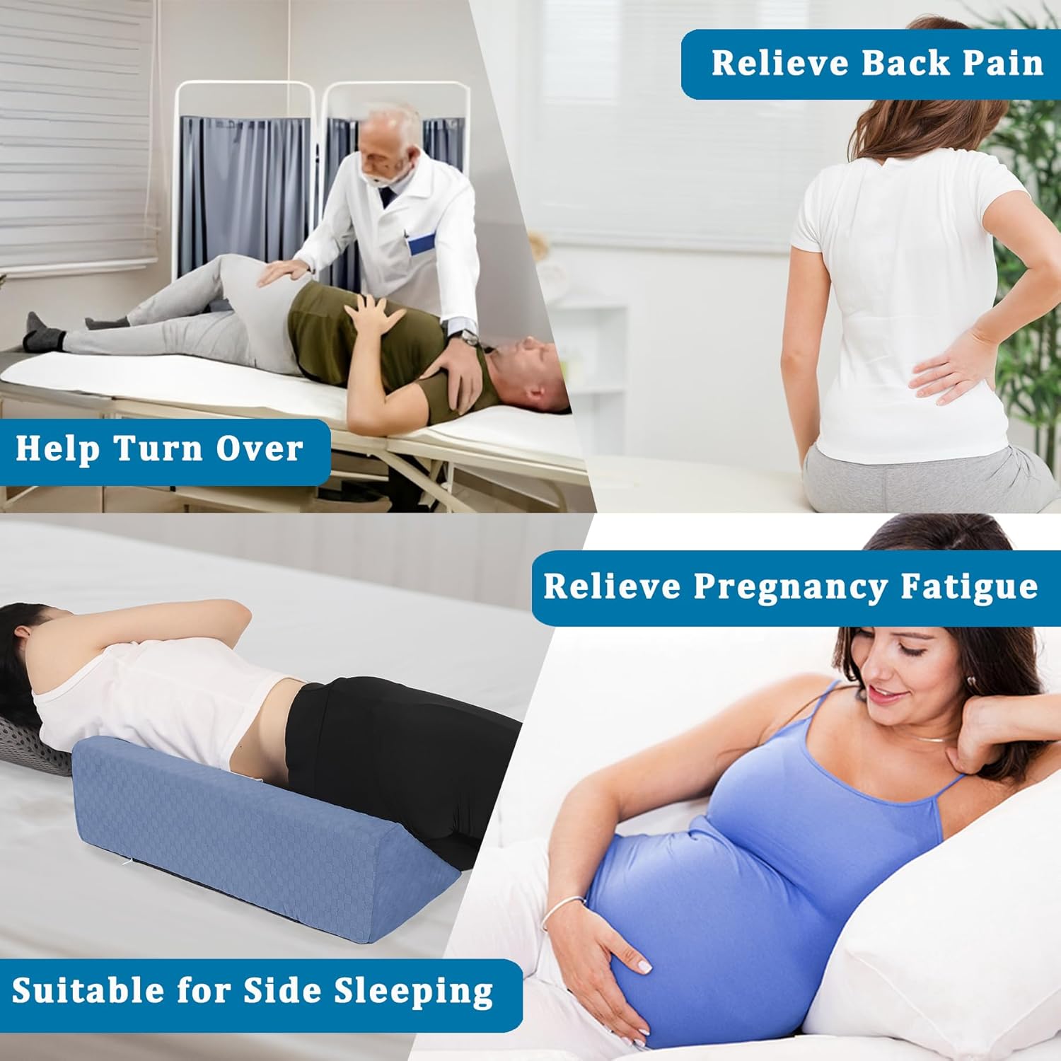 Jacobable Bed Wedge Pillow for Side Sleepers and Pregnant Women
