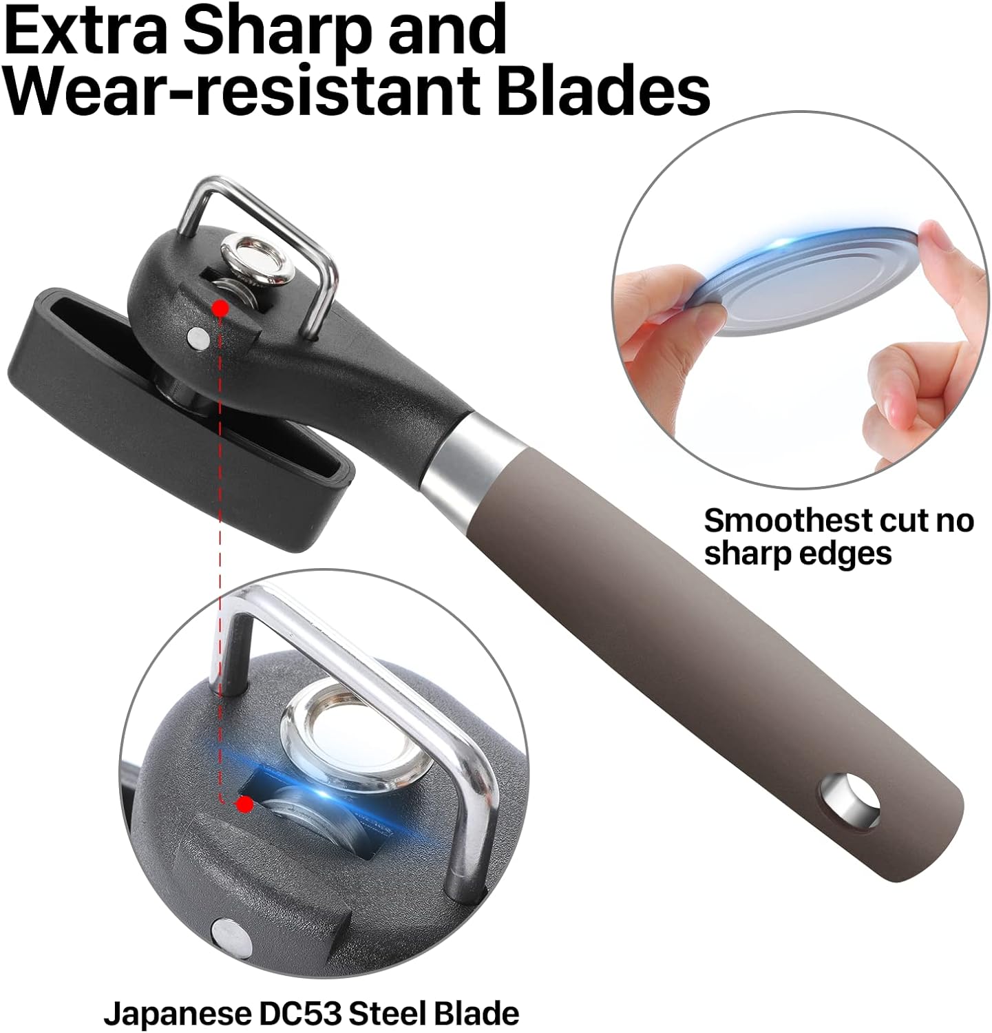 Beneno Smooth Edge Manual Can Opener with Durable Blade and Non-Slip Handle