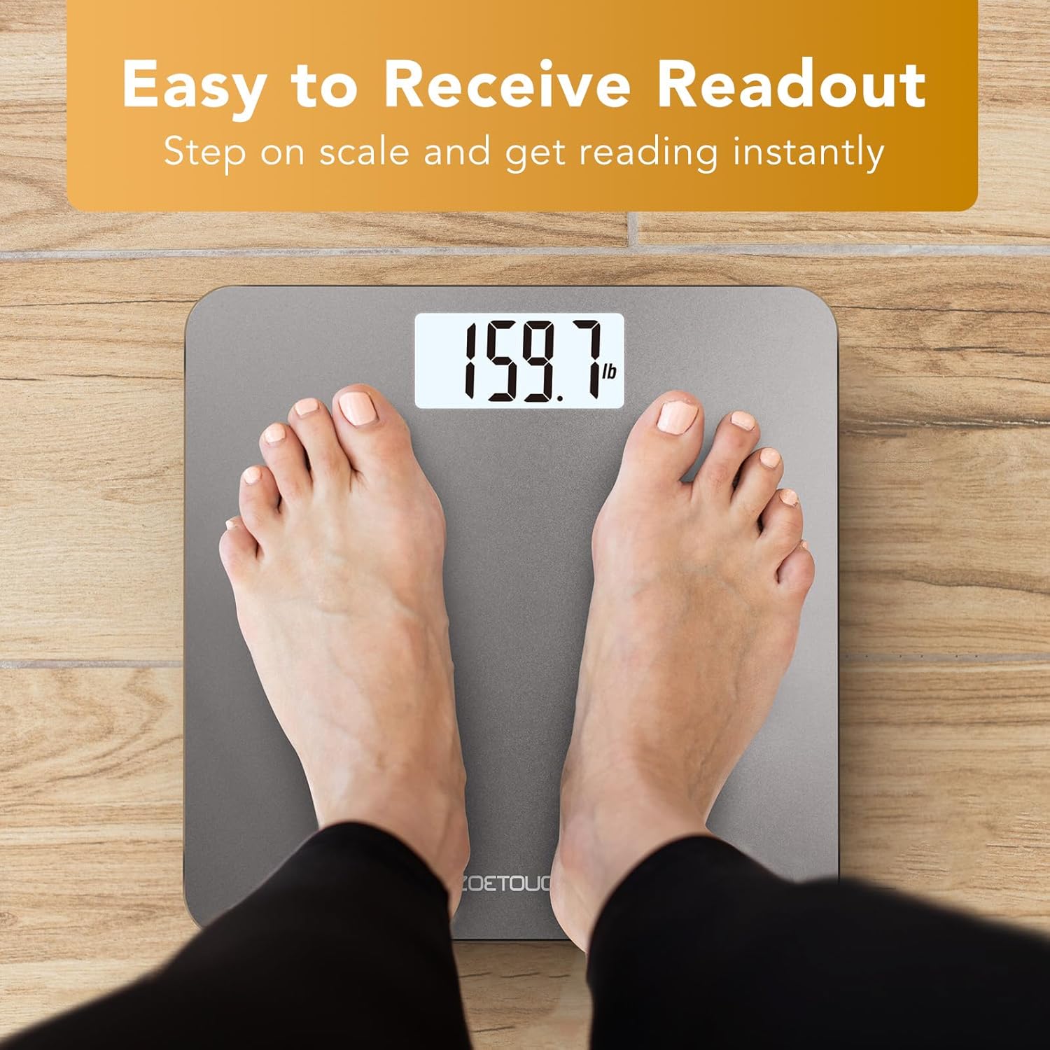 ZOETOUCH Digital Bathroom Scale with Backlit LCD and Tempered Glass