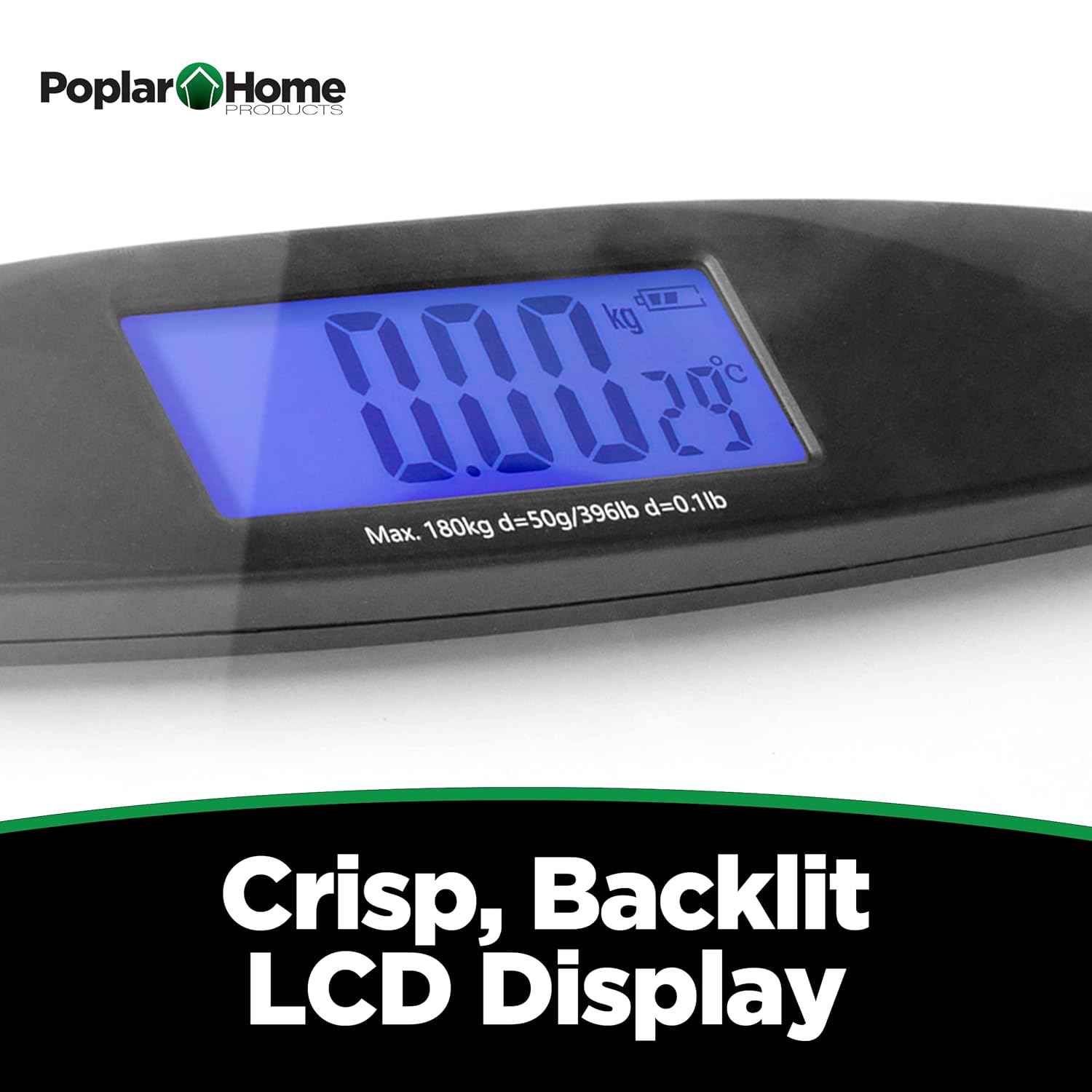 Poplar Digital Bathroom Scale with Clear Glass Platform