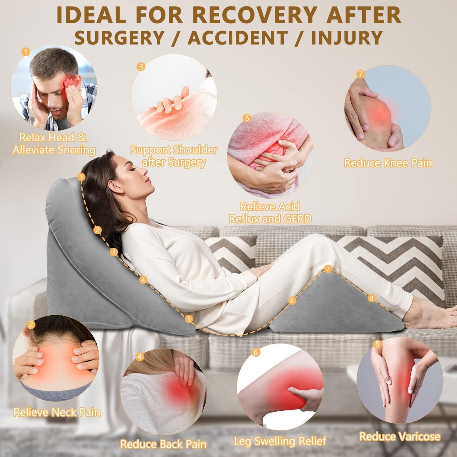 EKEPE Inflatable Wedge Pillow Set for Sleep and Travel