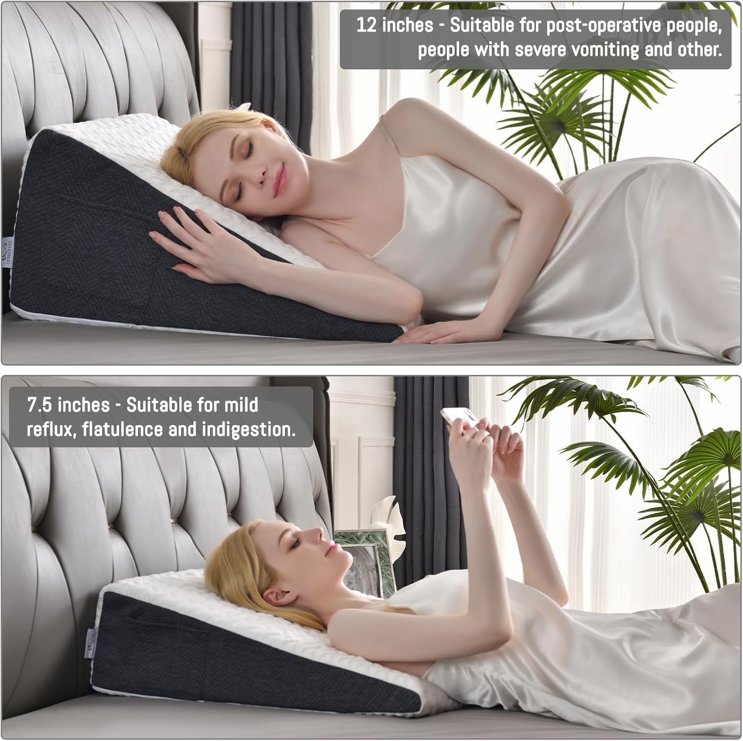 Cosmoluxe 12 Bed Wedge Pillow for Acid Reflux Relief