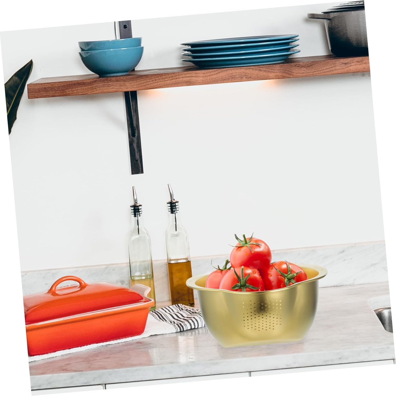 Luxshiny Stainless Steel Colander with Drain Basket