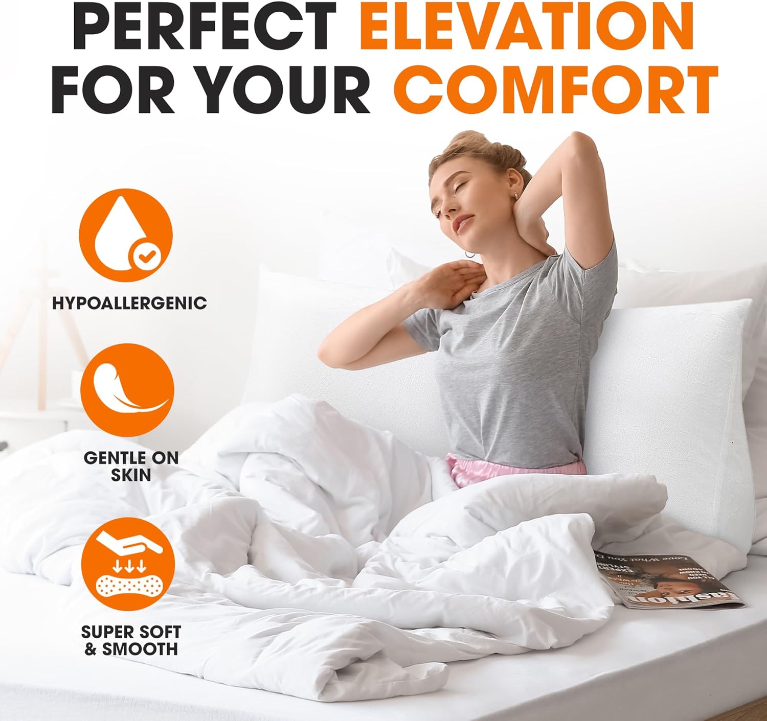 Cheer Collection Wedge Pillow for Reading and Sleep 1