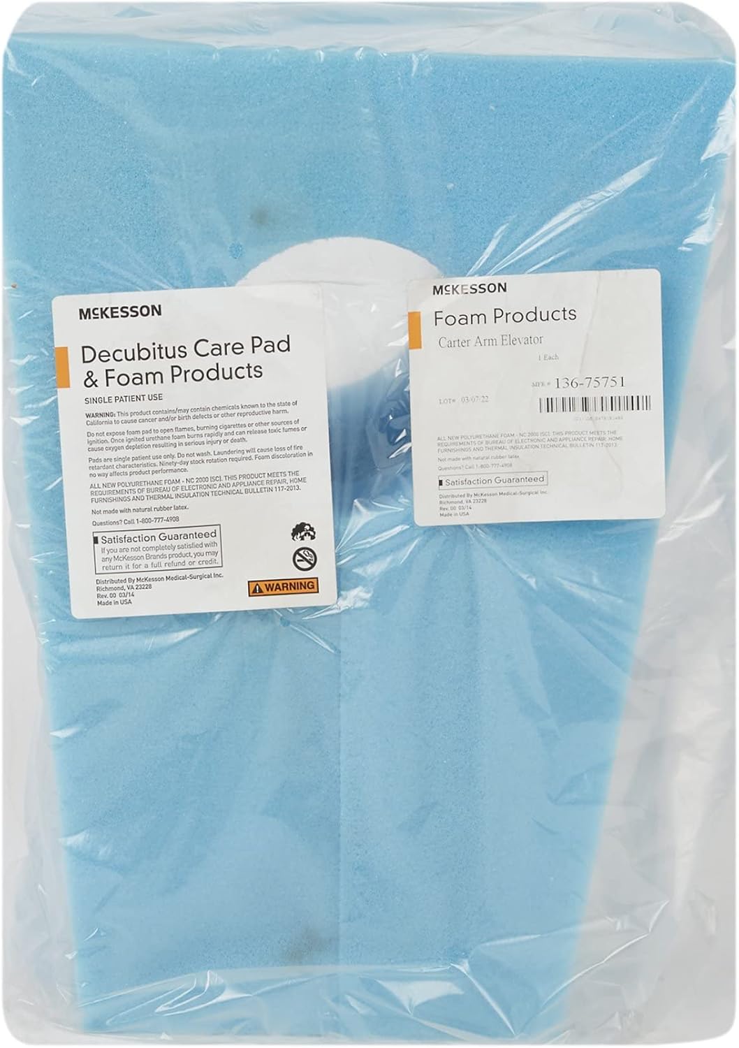 McKesson Carter Arm Elevator Foam Blue 5 Count