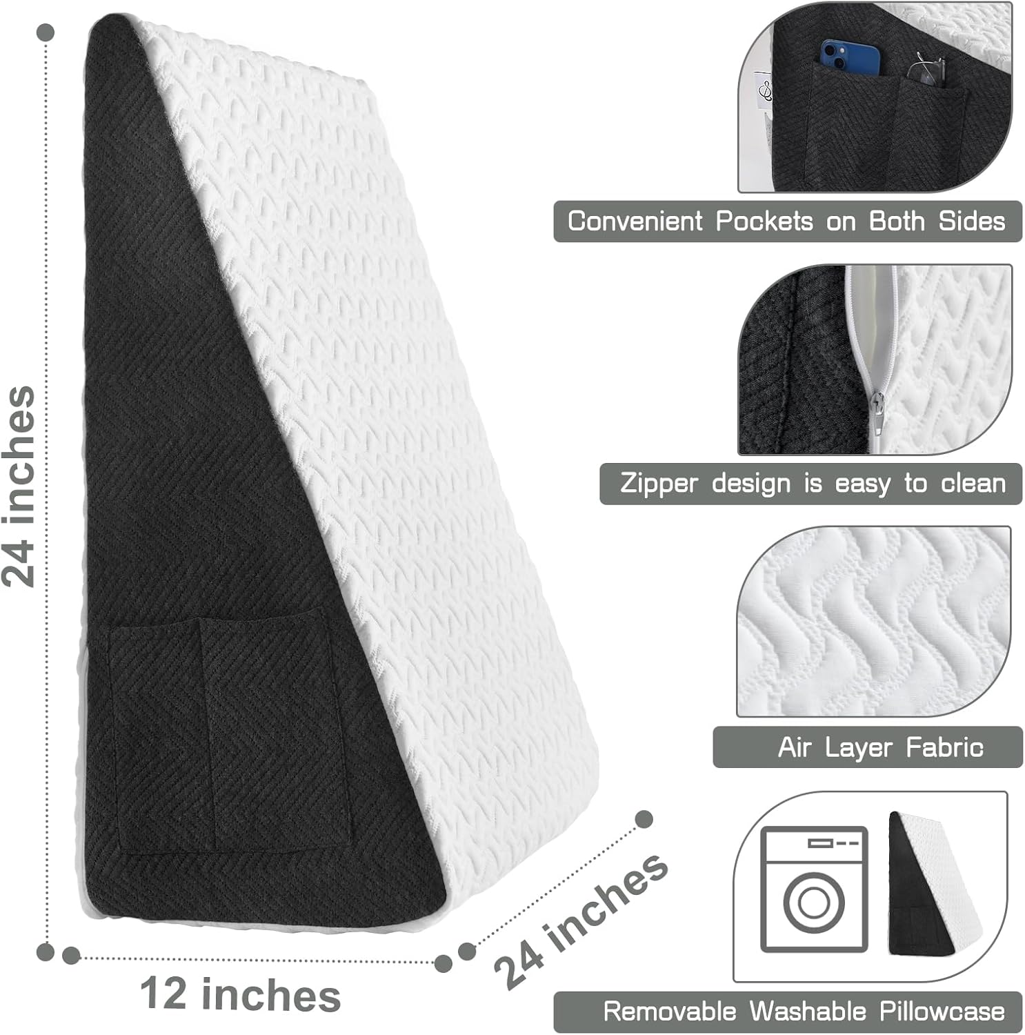 Cosmoluxe 12 Bed Wedge Pillow for Acid Reflux Relief