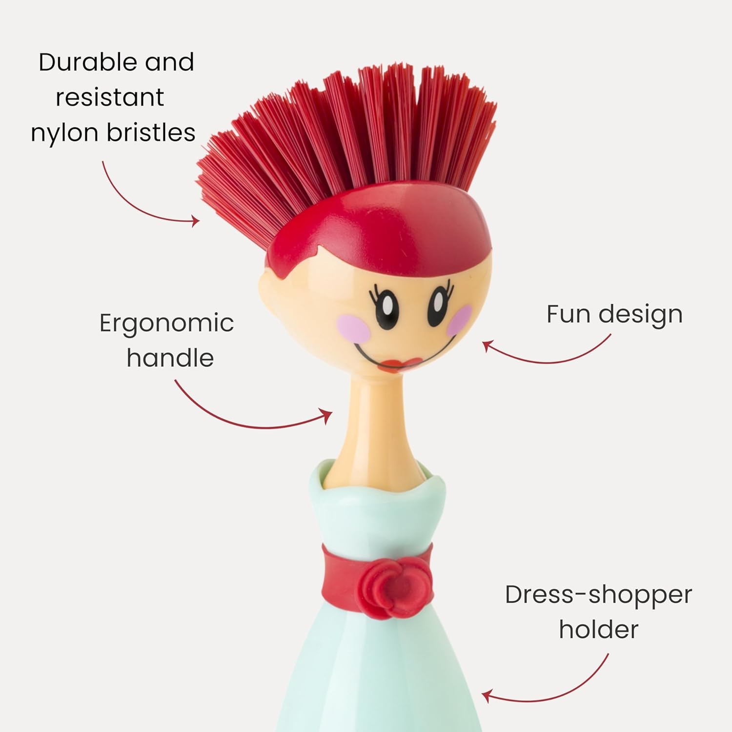 Vigar Dolls Dish Brush with Storage - BluePink