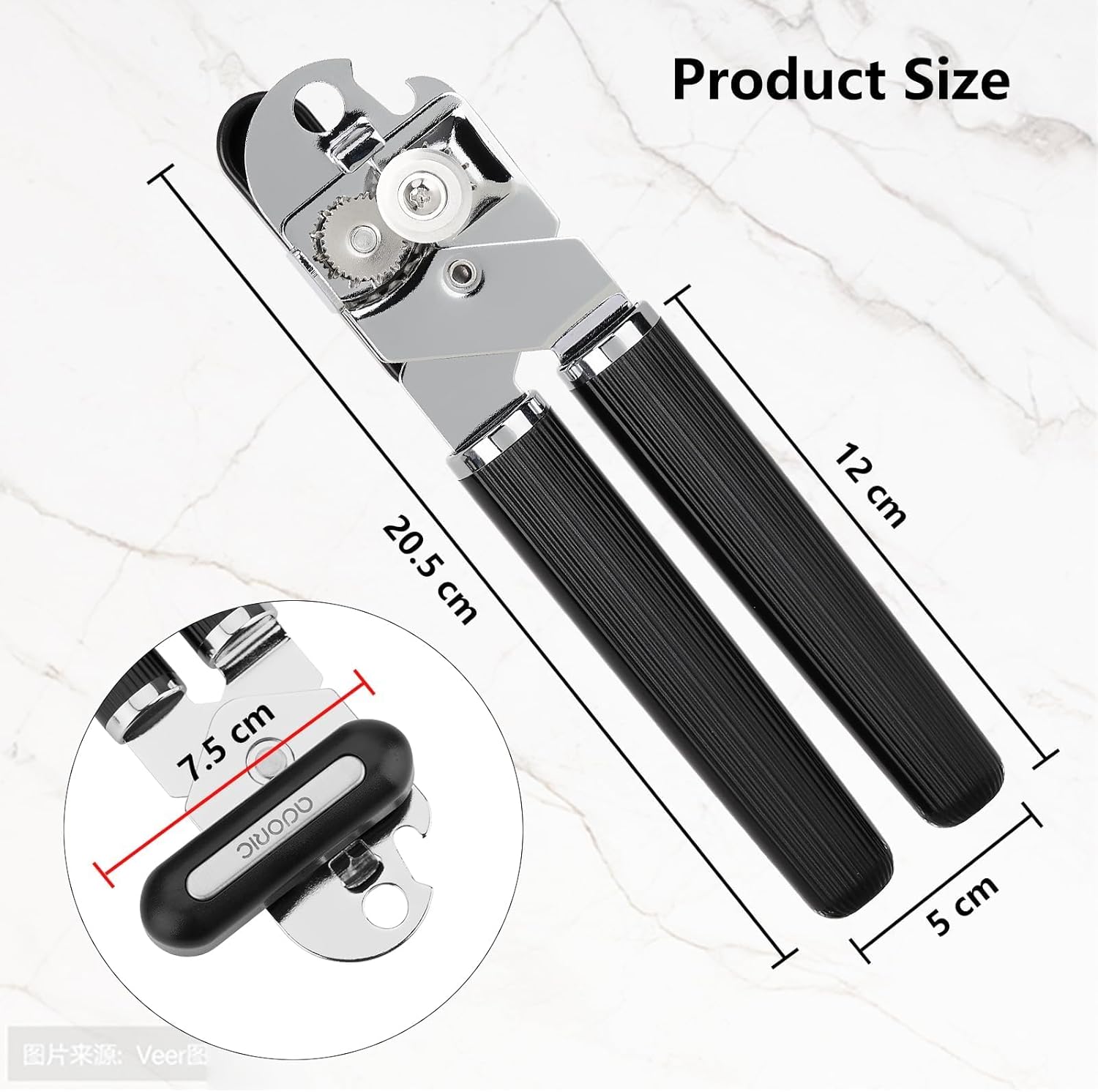 Adoric Heavy Duty Stainless Steel Can Opener with Ergonomic Handles