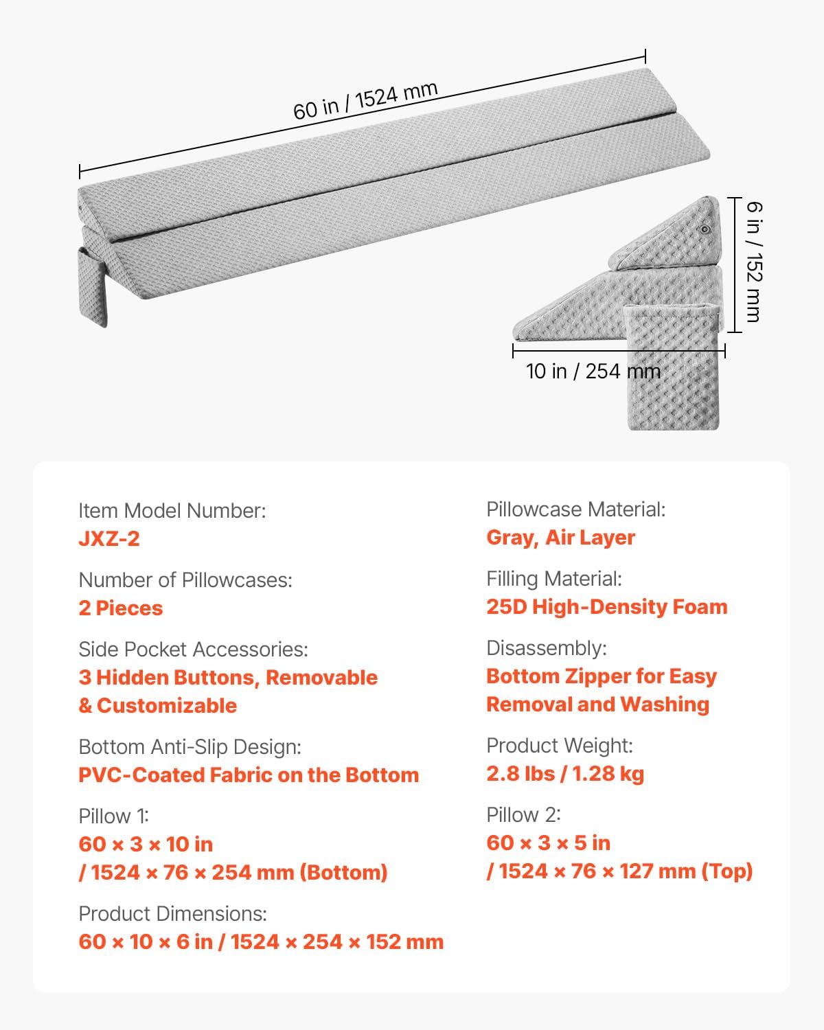 VEVOR Bed Gap Filler Pillow for Headboard