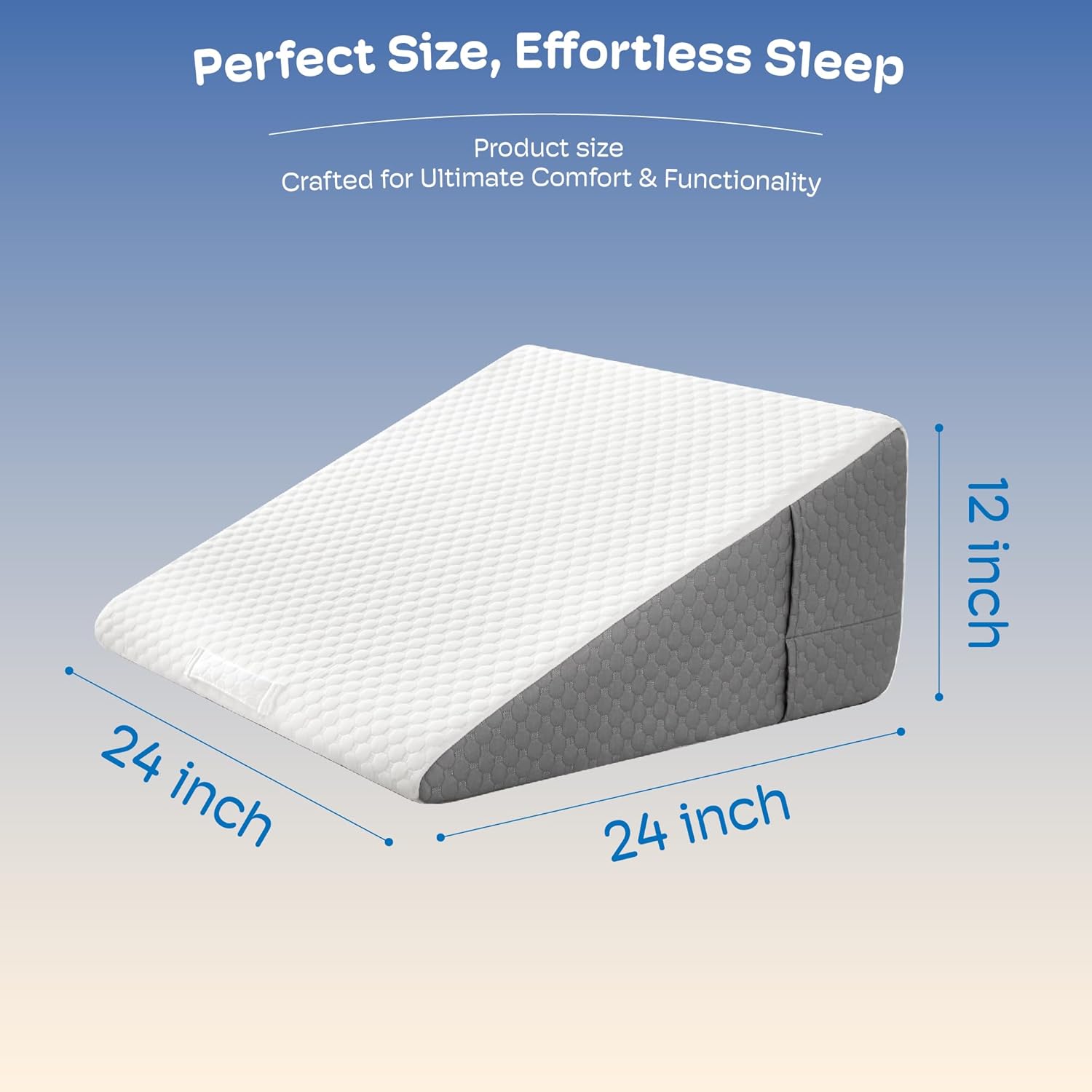 12 Inch Bed Wedge Pillow for Post-Surgery and Acid Reflux Relief