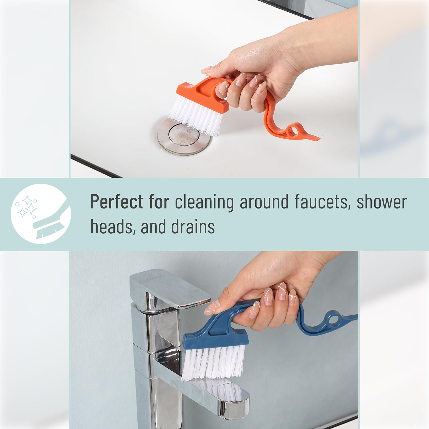 Slick Solutions Window Track Cleaning Brush 2 Pack Navy BlueOrange