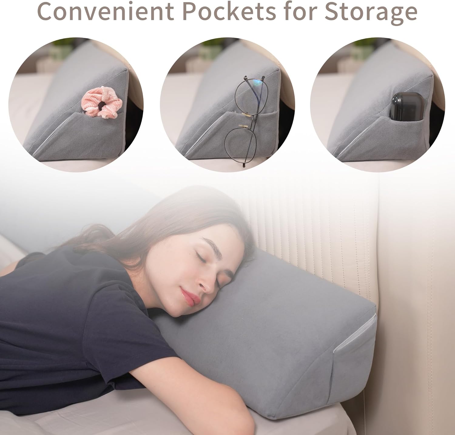 Aurako Triangular Bed Wedge Pillow for Head Foot and Side Support