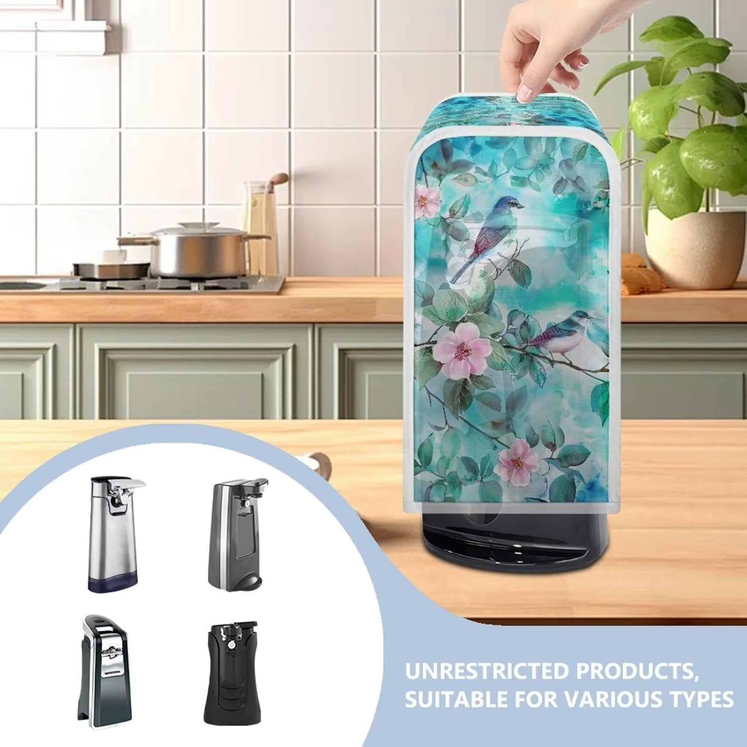 ZOUTAIRONG Electric Can Opener Dust Cover with Hummingbird Pattern