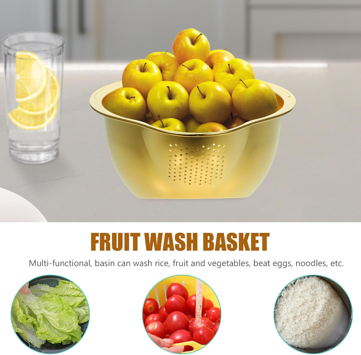 Kichvoe Multifunctional Stainless Steel Colander Bowl
