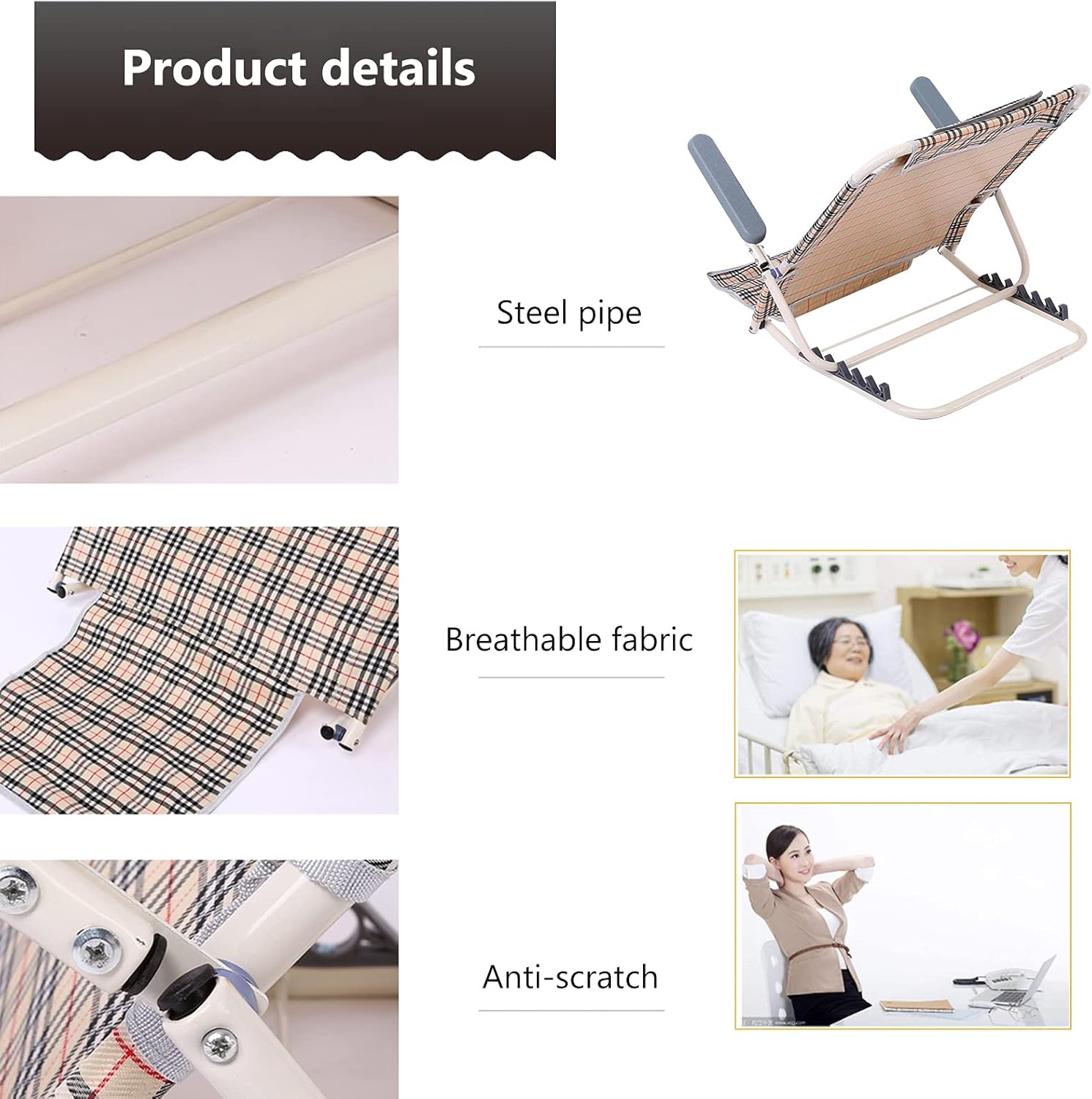 Adjustable Padded Backrest for Bed and Travel