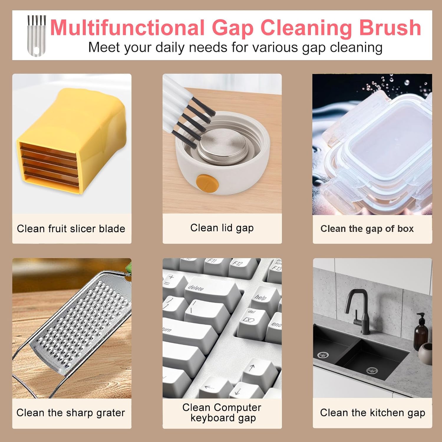 Dokpod 3 Pcs Cup Slicer with Gap Cleaning Brushes Set