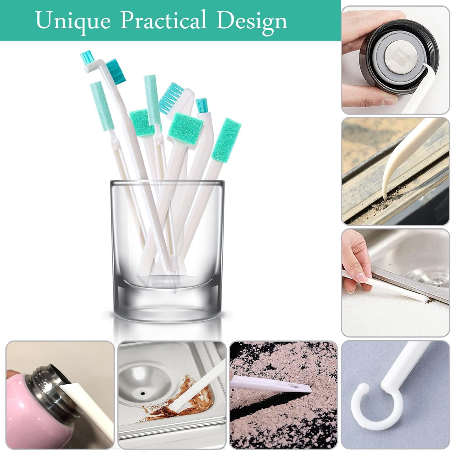 Haniforever 8in1 Cleaning Brush Set for Small Spaces