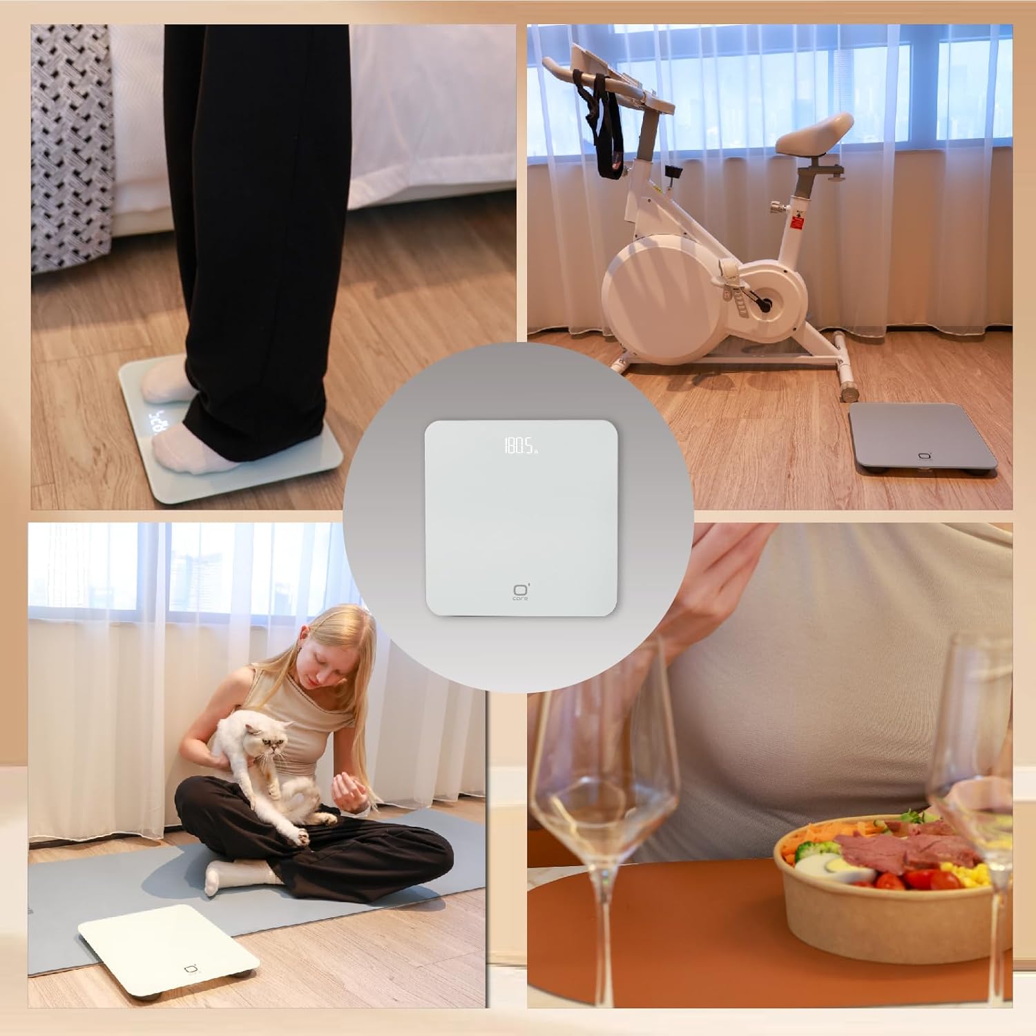 O CARE Digital Body Weight Scale with Clear LED Display and Auto Calibration