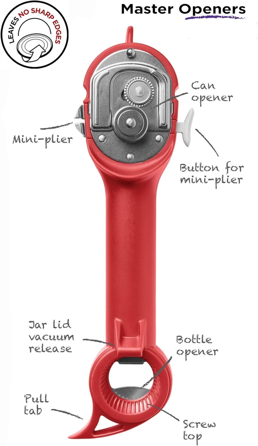 Kuhn Rikon Auto Safety Master Opener Red 9x275 Inches