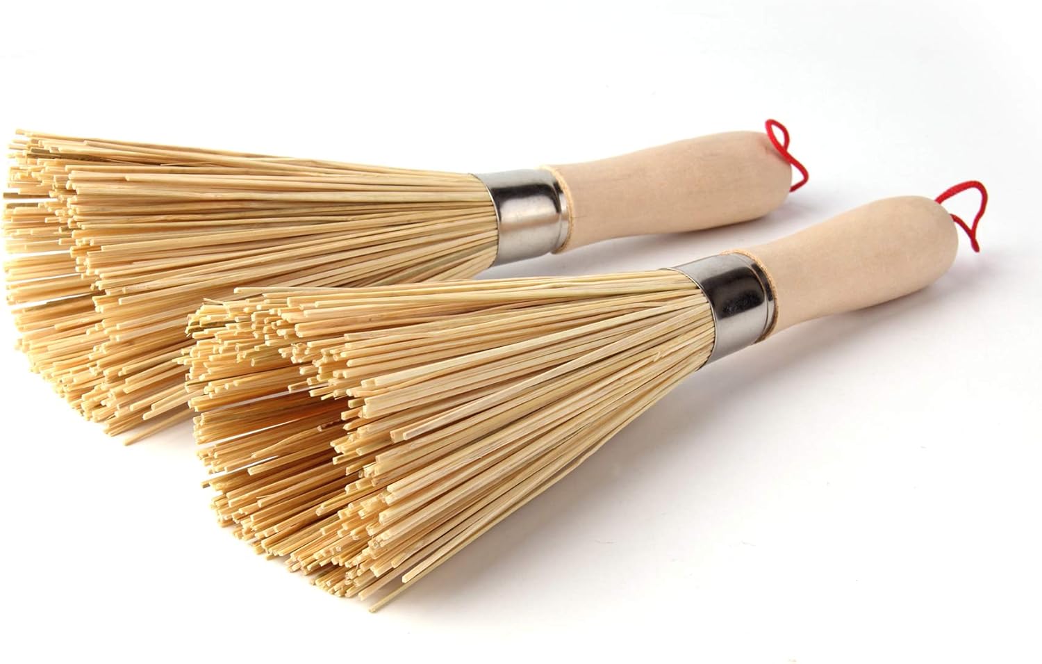 2 Pack Bamboo Wok Brush for Hot Spot Cleaning