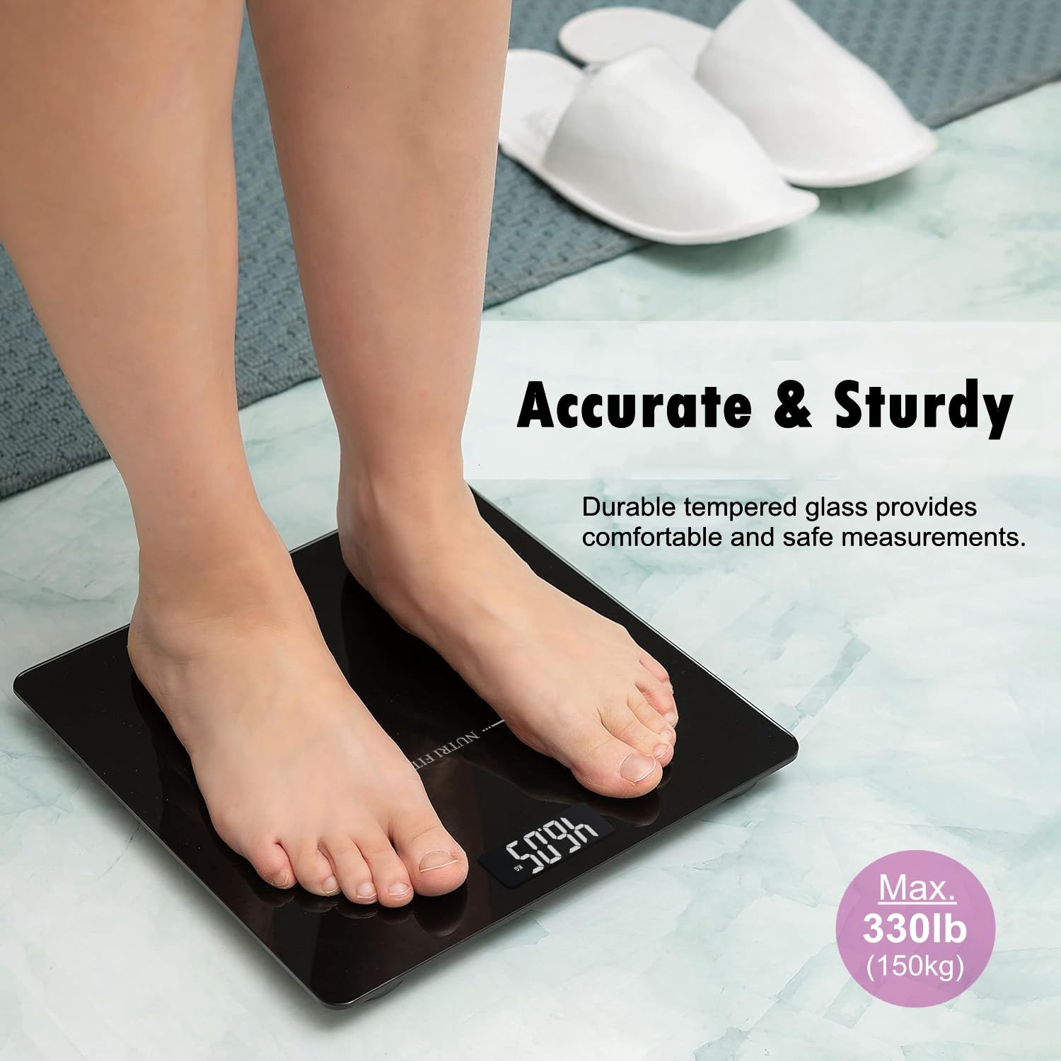 NUTRI FIT Digital Bathroom Scale 01lb Precision Jet Black